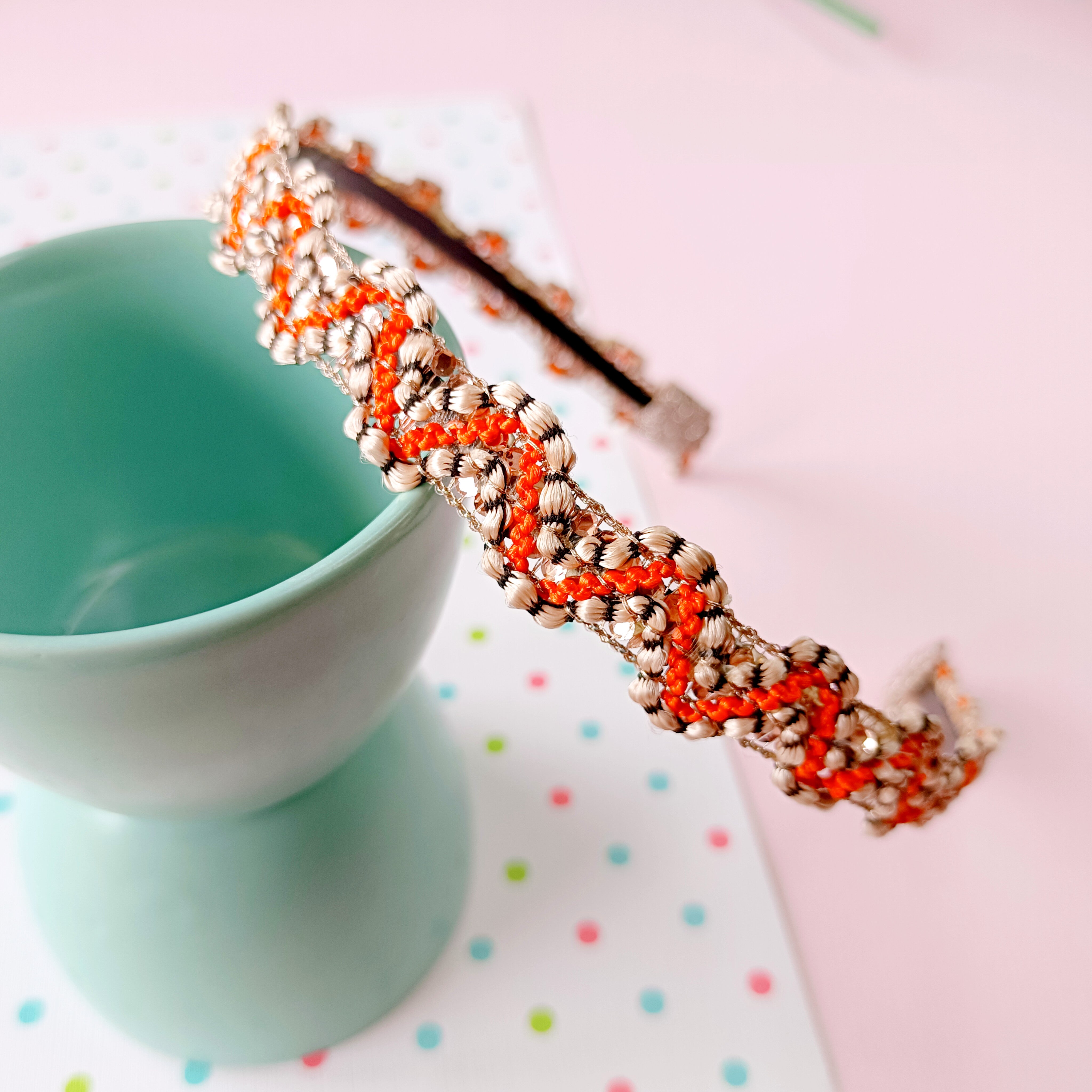 Orange Waves Pattern Headband