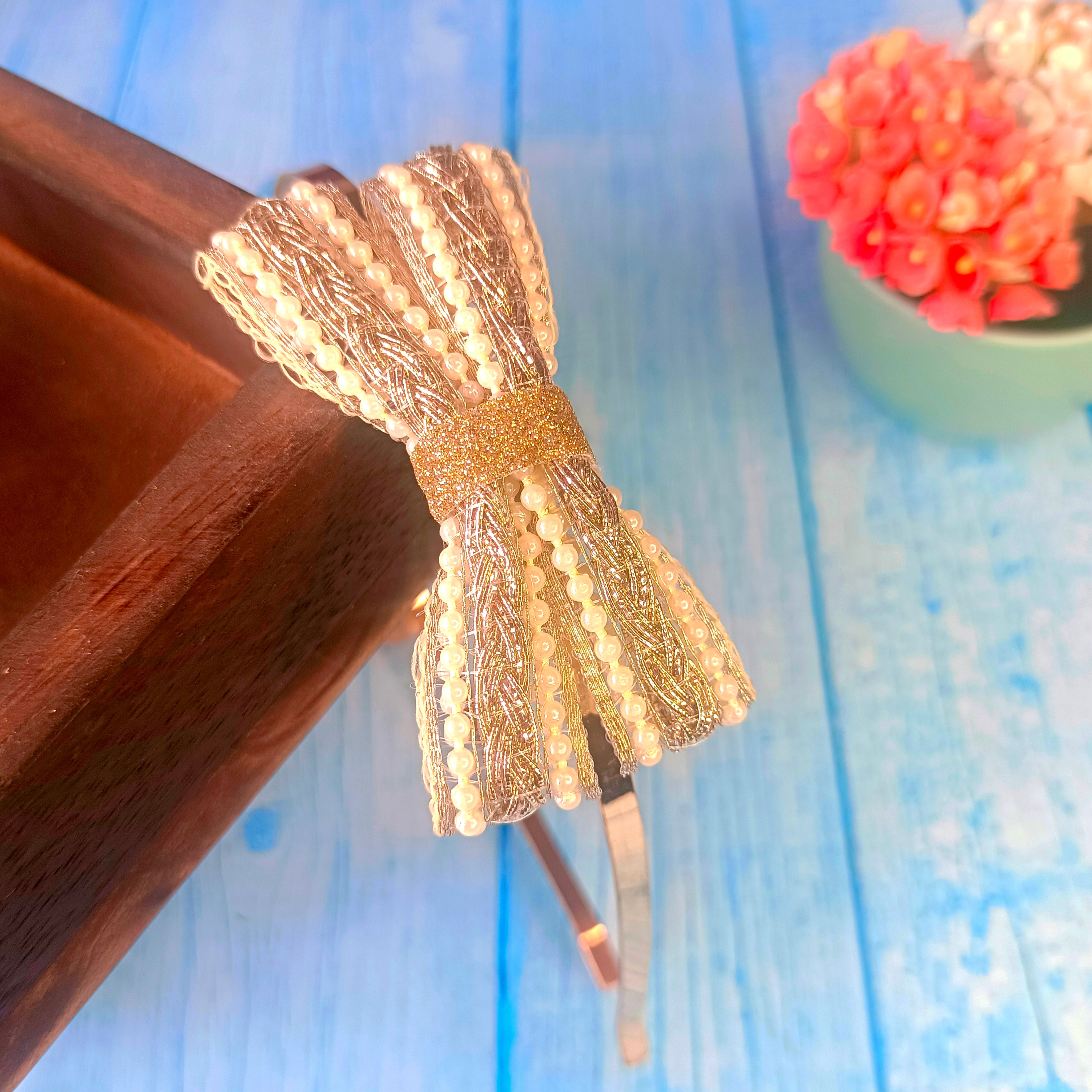 Pearl Knotty Bow Headband