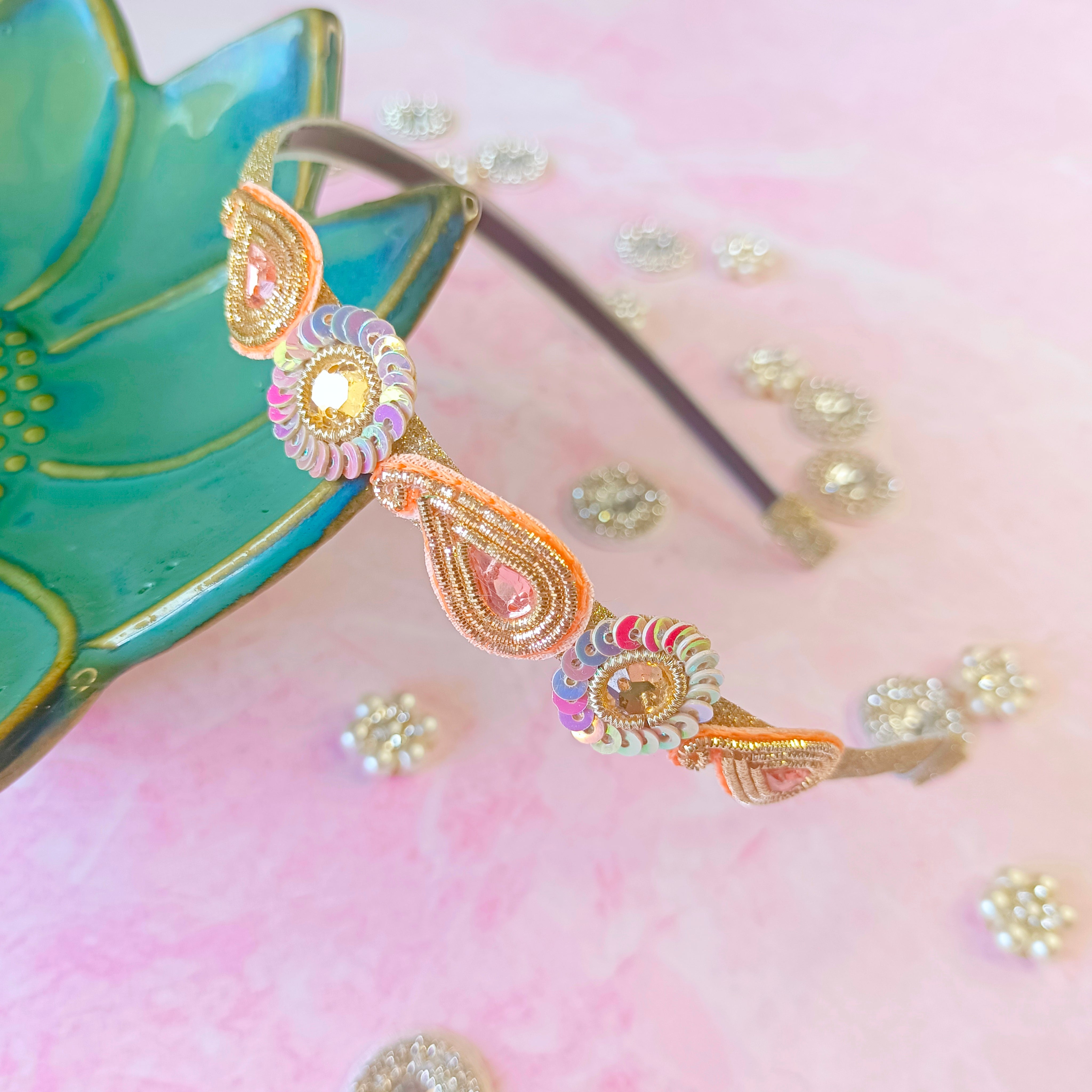 Ethnic Ambi Pattern Headband - Peach