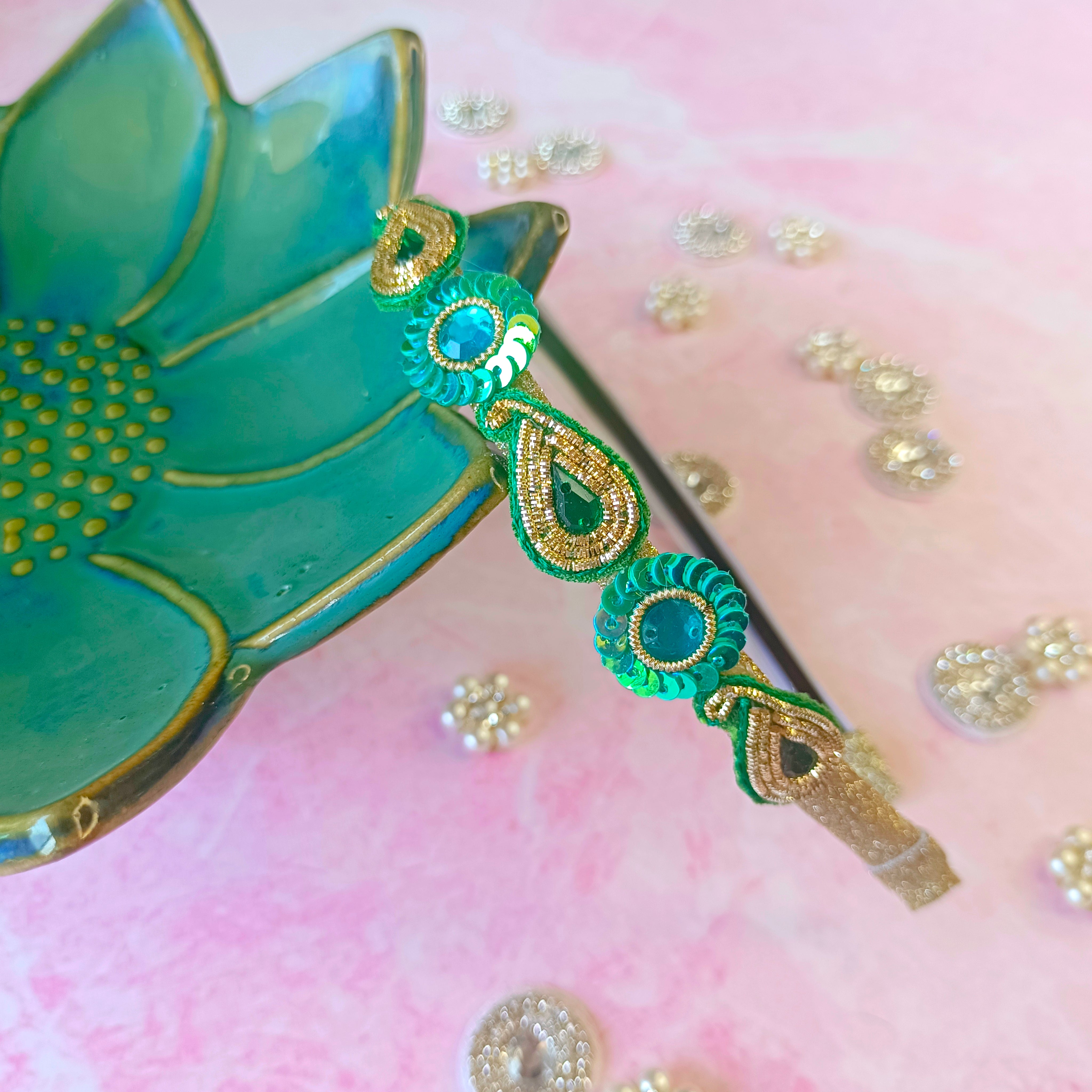 Green Ethnic Ambi Pattern Headband