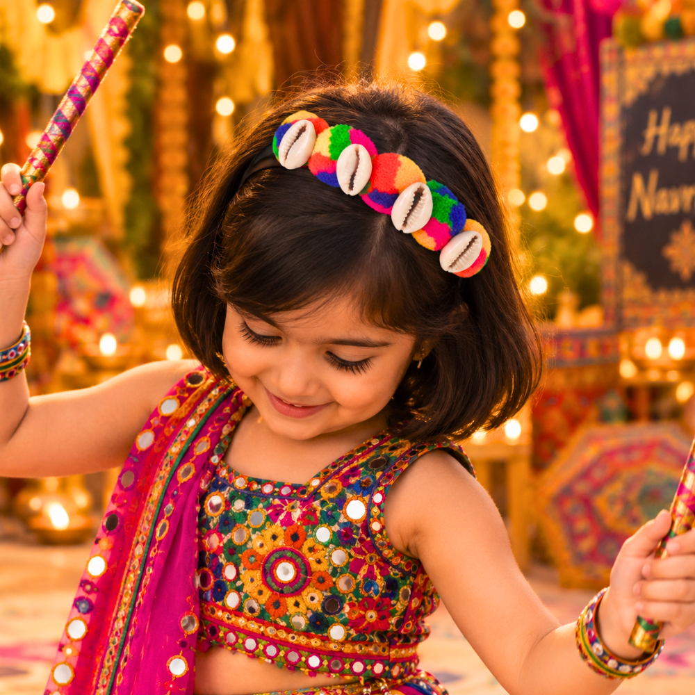 Navratri Kaudi & Pom Pom Headband