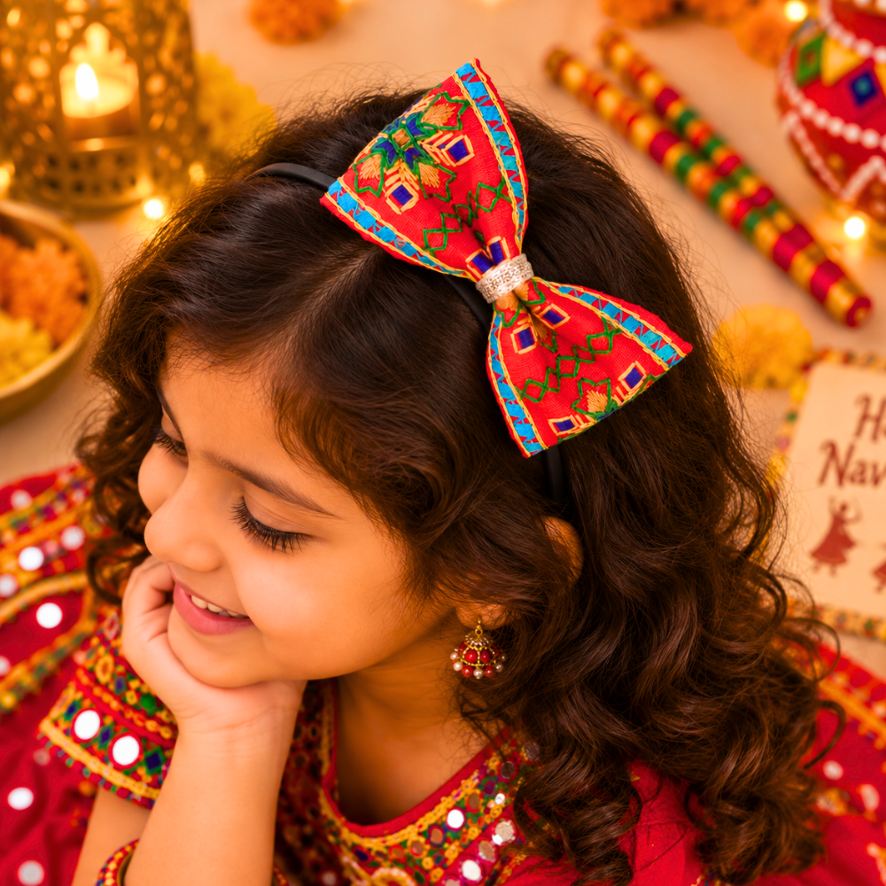 Rangeela Navratri Embroidered Headband – Red