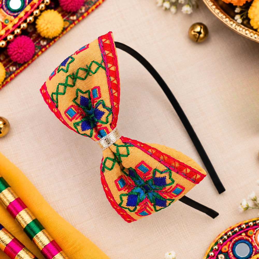 Rangeela Navratri Embroidered Headband – Yellow