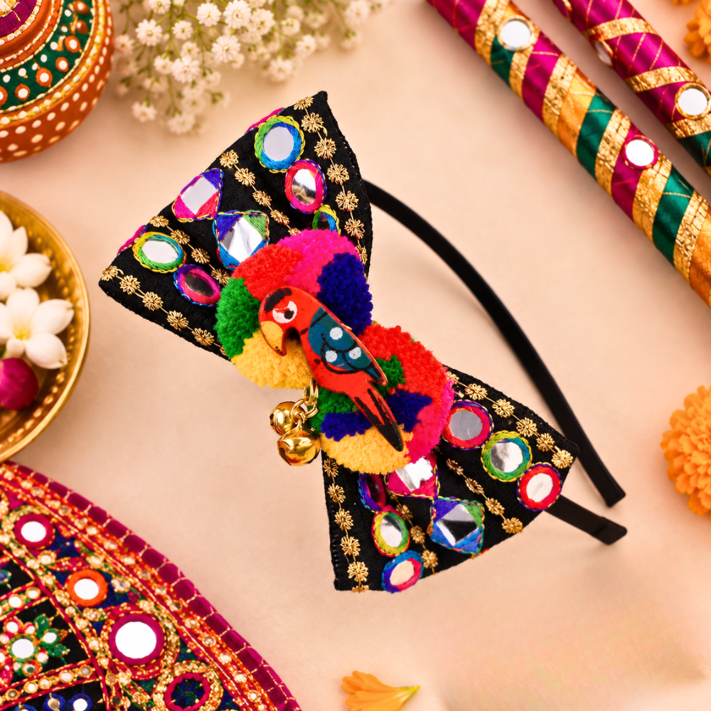 RaatRani Navratri Headband with Parrot & Ghunghroo