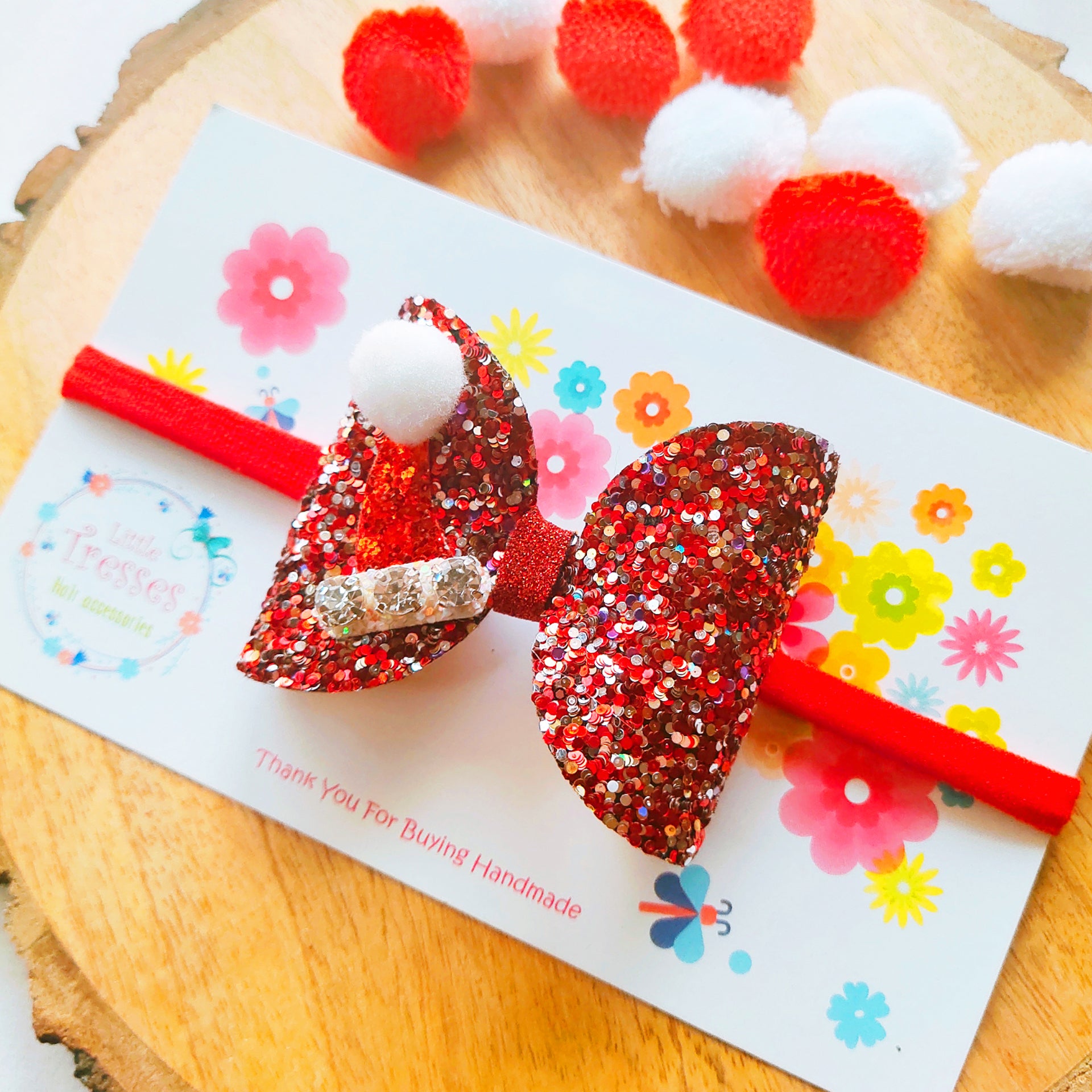 Bow with Hat Soft Stretchable Headband - Red