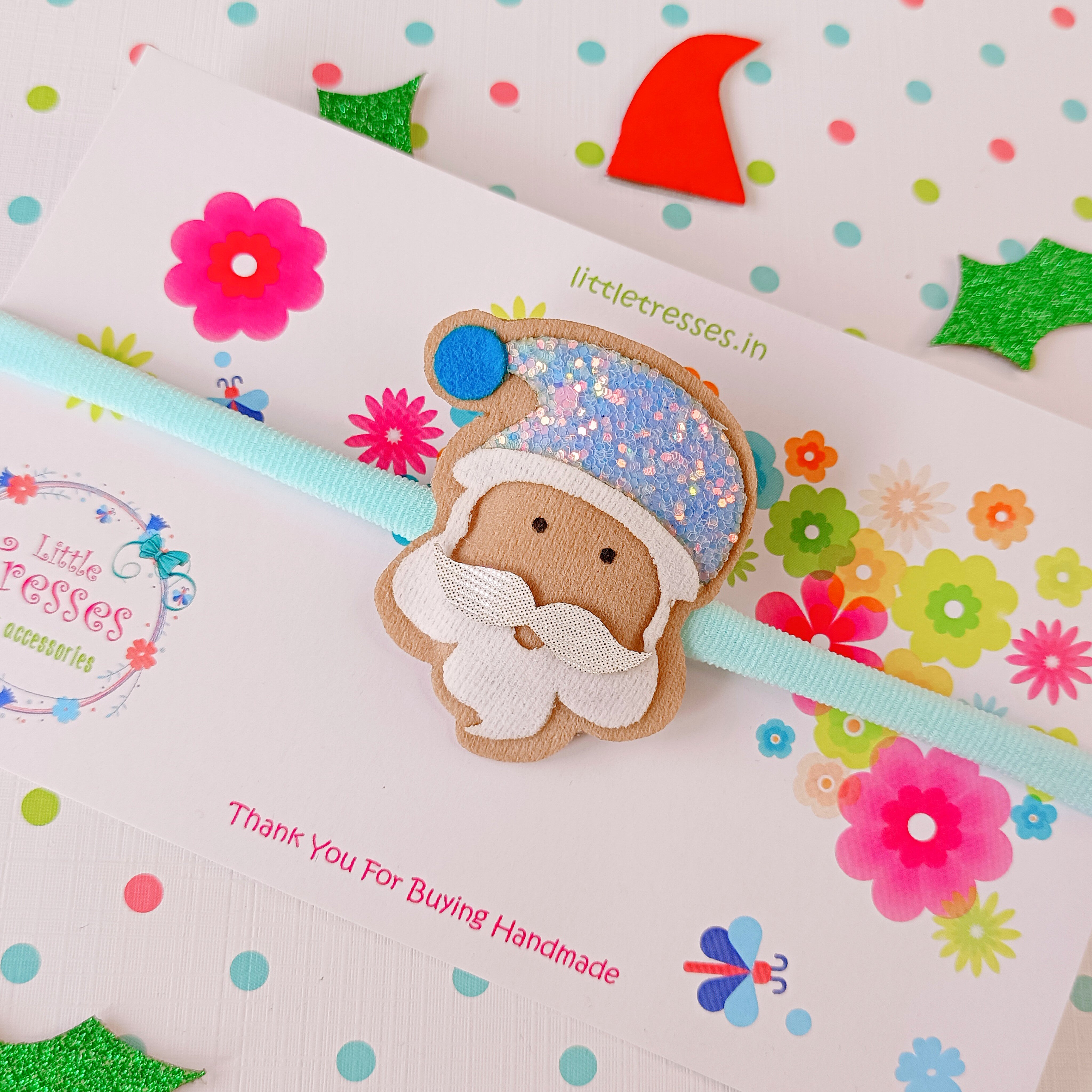 Santa Soft Stretchable Headband - Light Blue