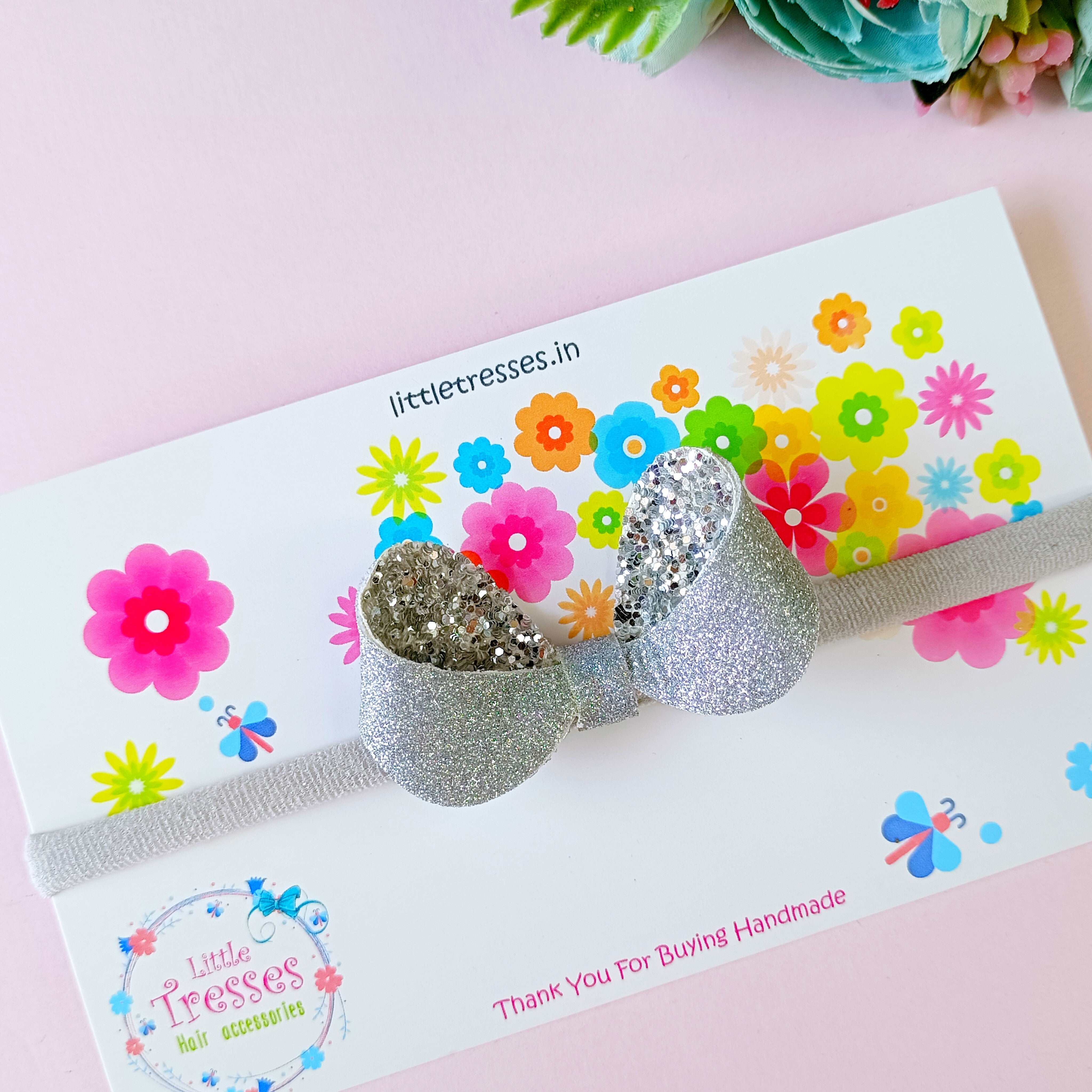 Combo of 2 Loopy Bows Headbands - Golden & Silver