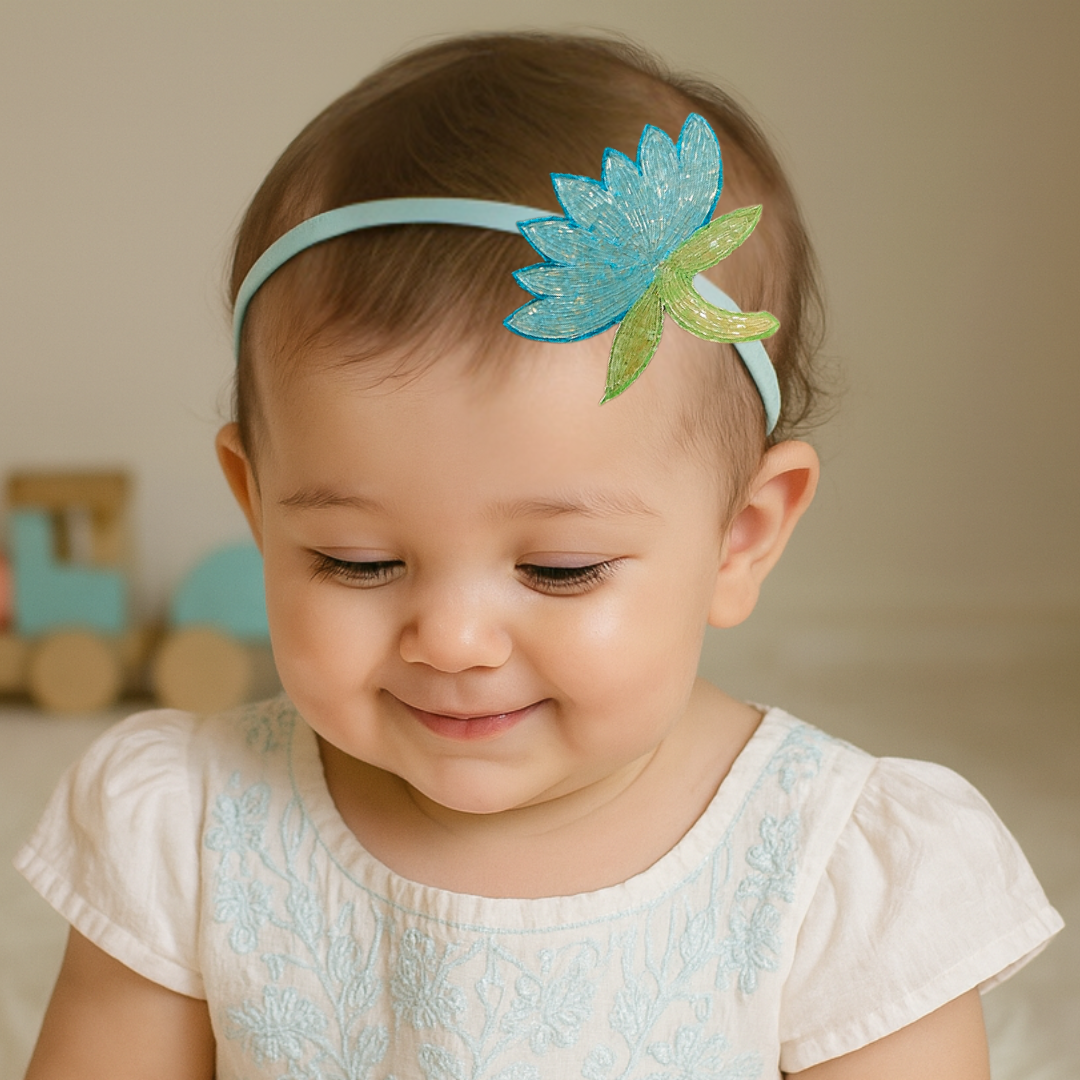 Beaded Blue Lotus Soft Headband