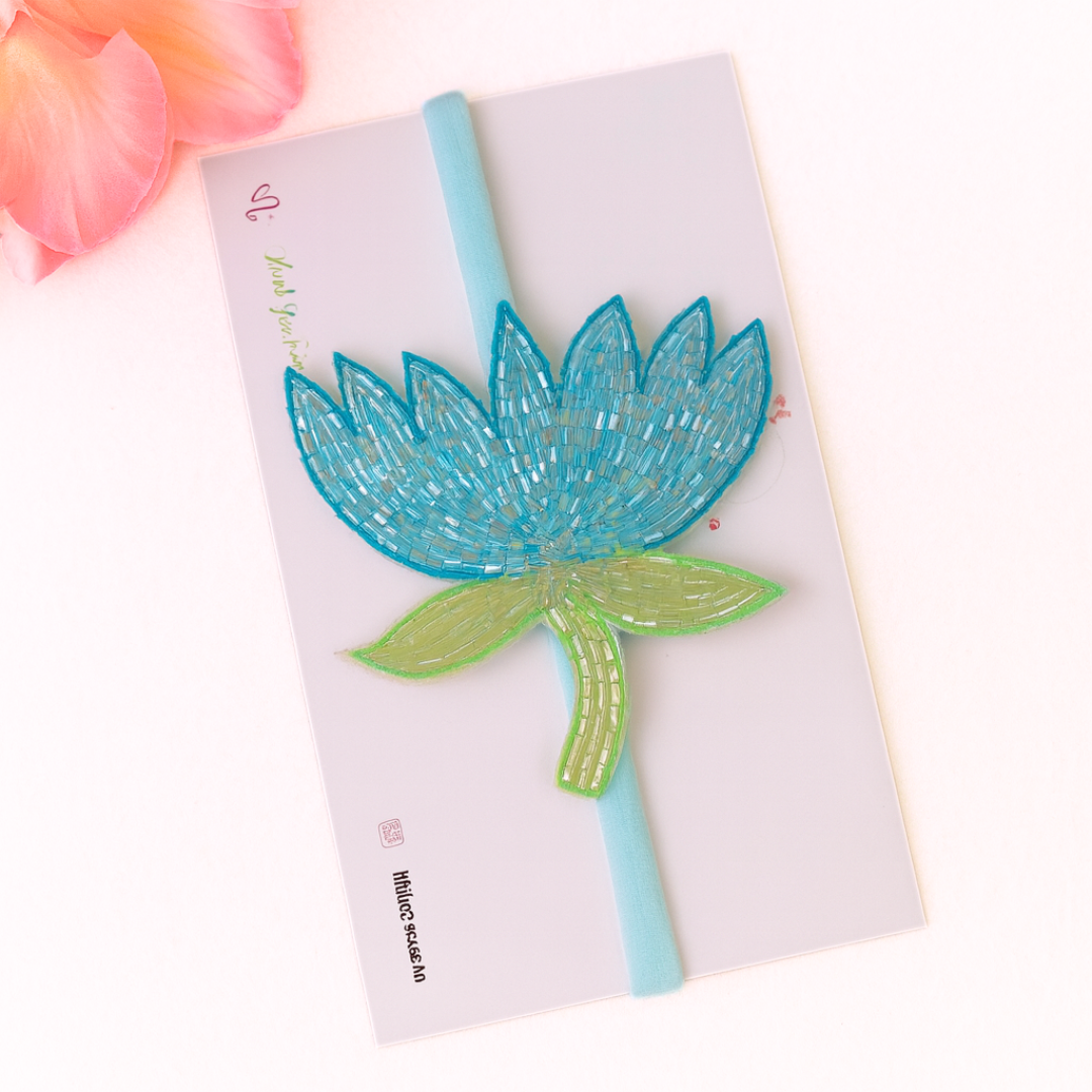Beaded Blue Lotus Soft Headband