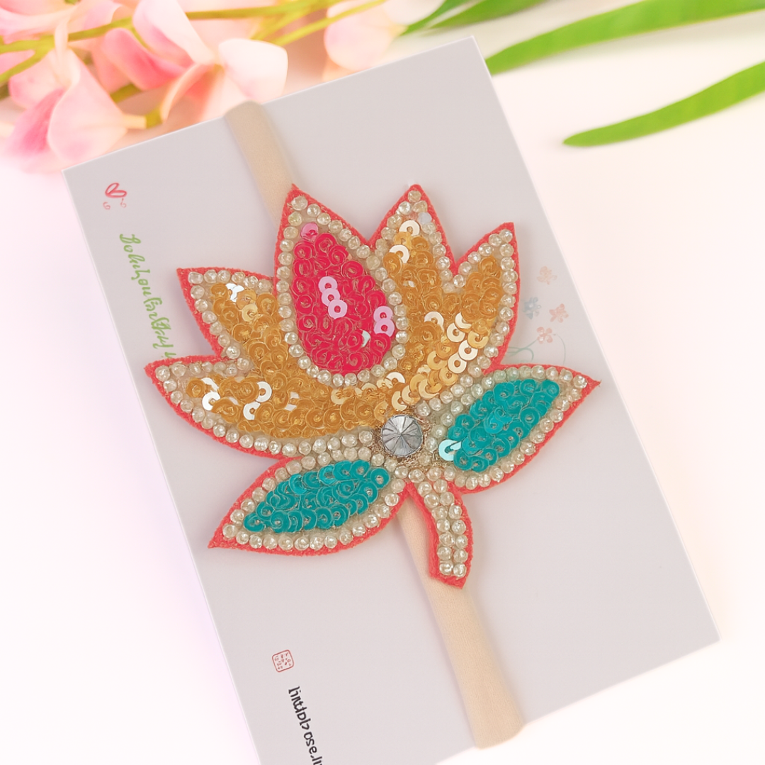 Beaded Multicolor Lotus Soft Headband