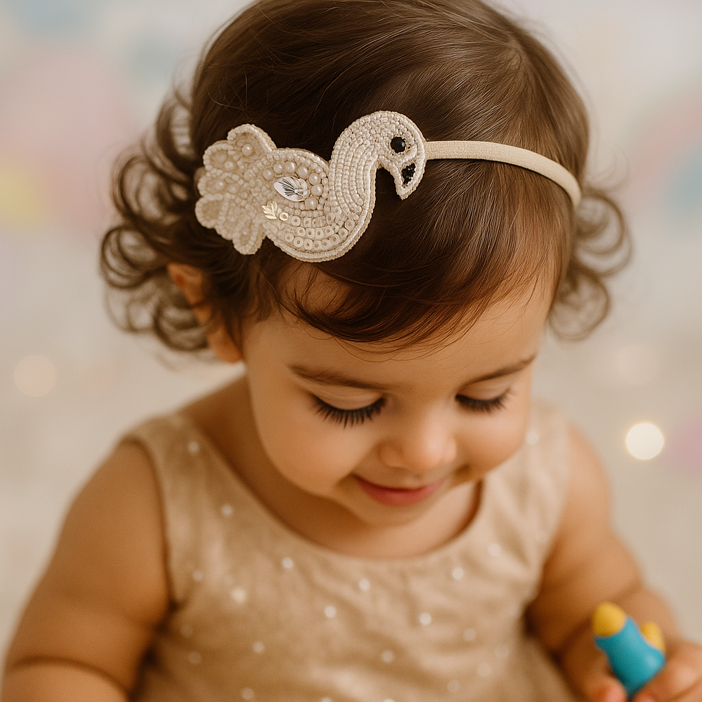 Beaded Swan Soft Headband