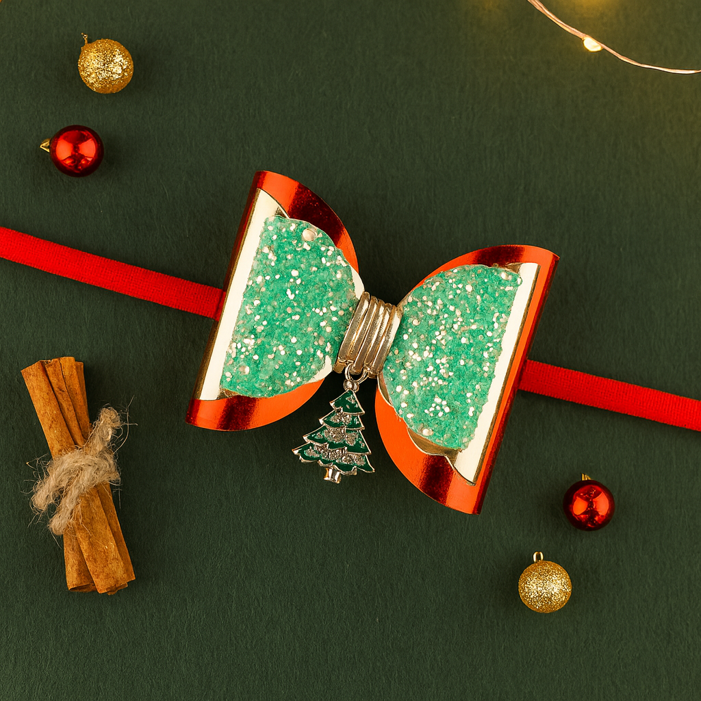 Green Christmas Tree Charm Soft Stretchable Headband