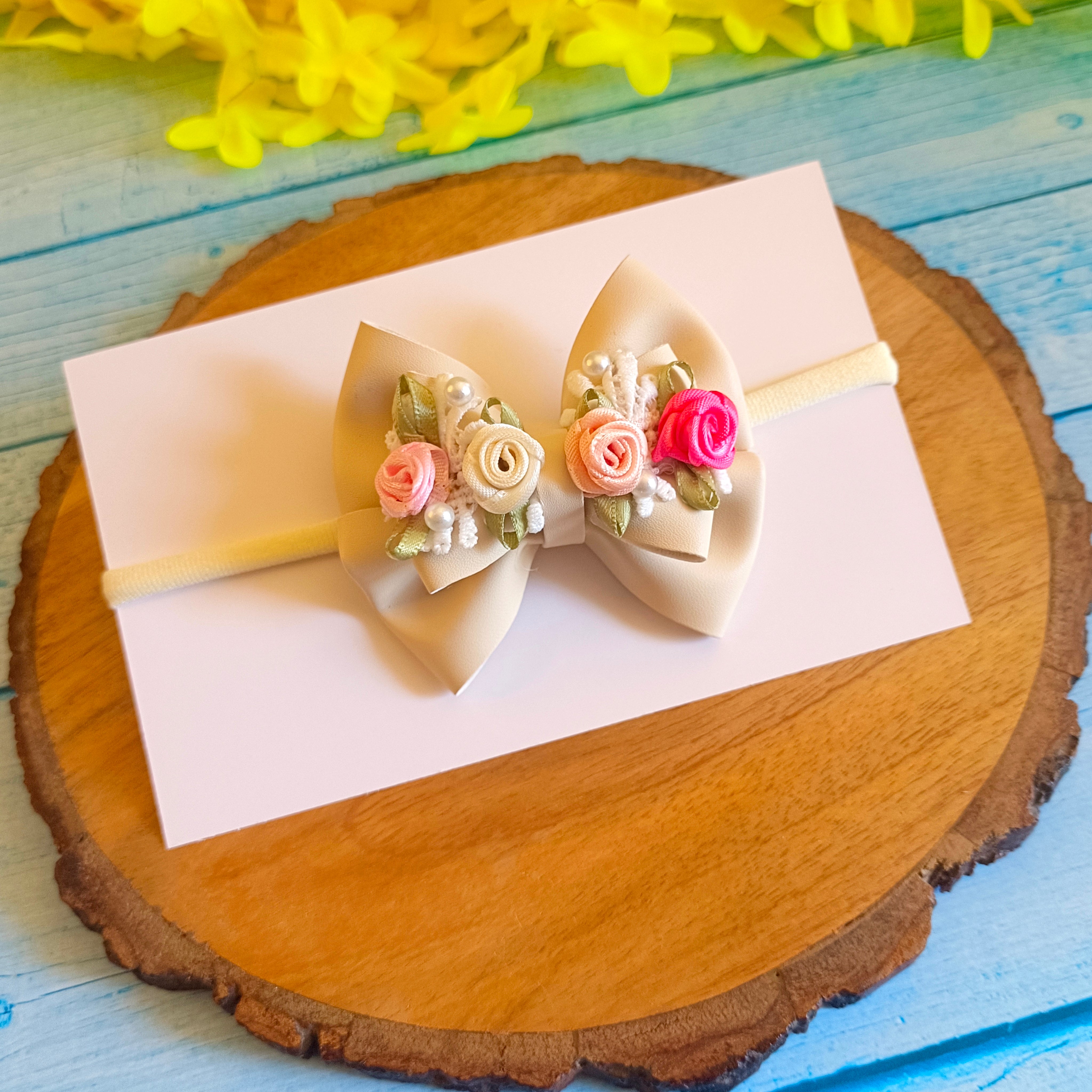 Gulmohar Pastel Soft Headband - Cream