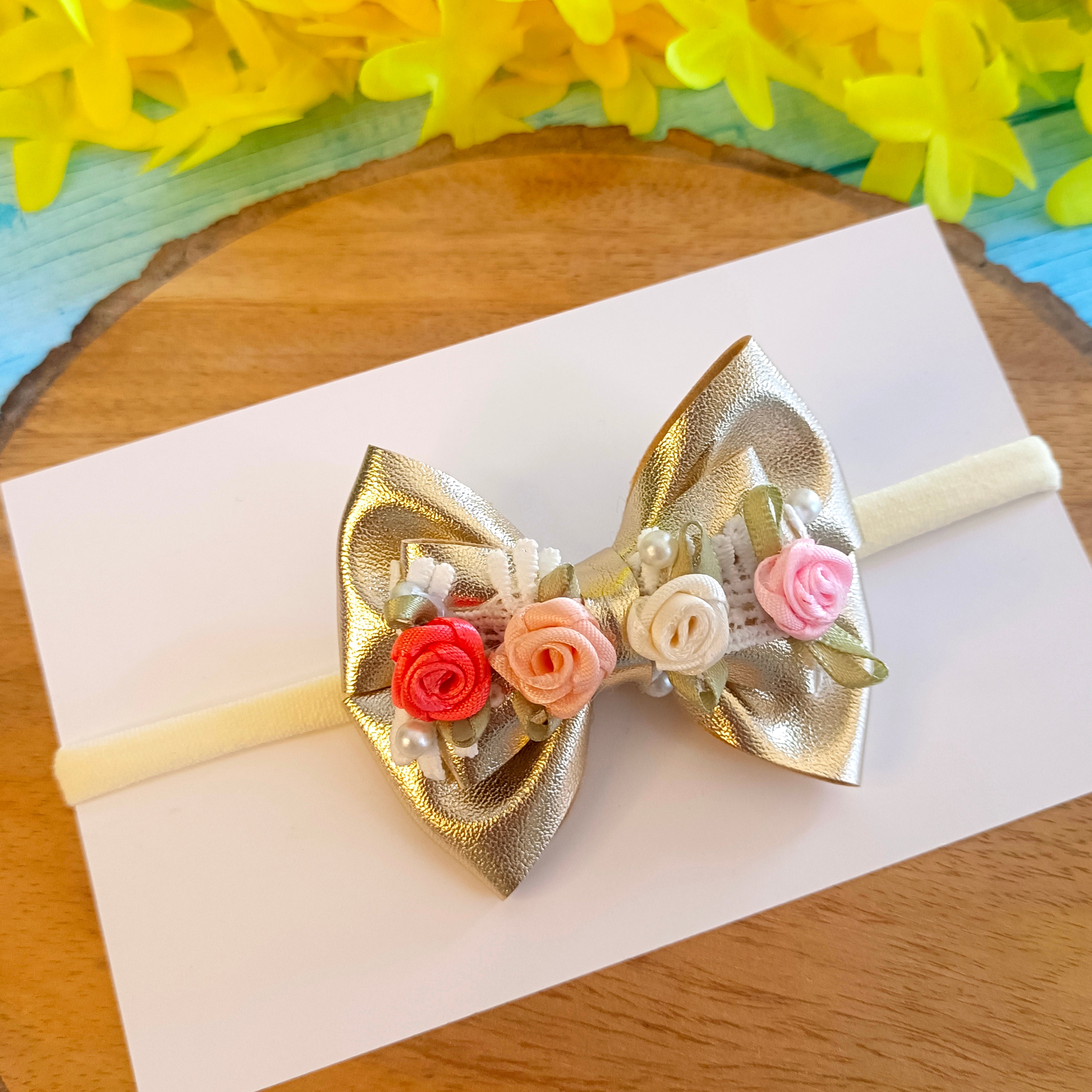 Gulmohar Festive Soft Headband - Light Golden