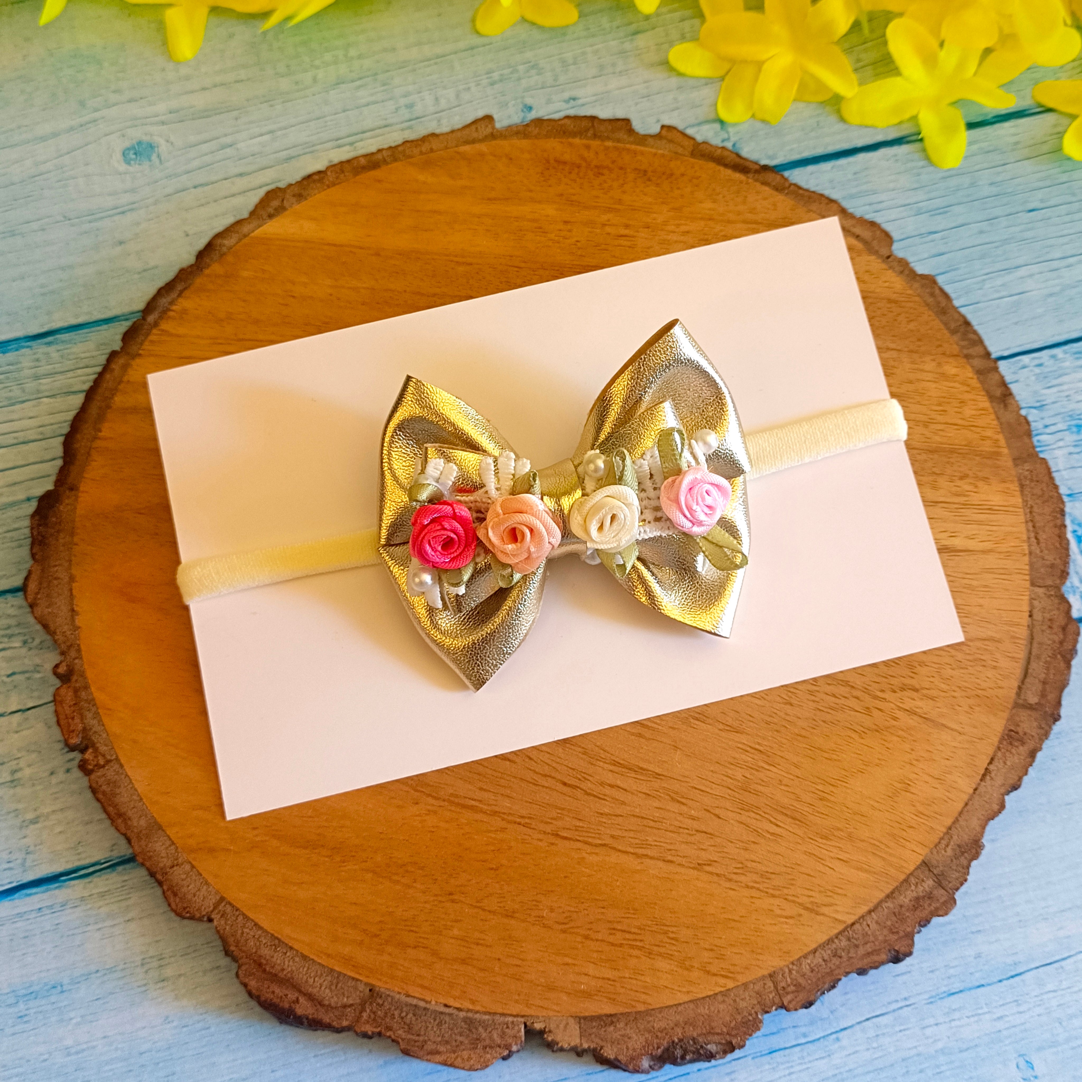 Gulmohar Festive Soft Headband - Light Golden