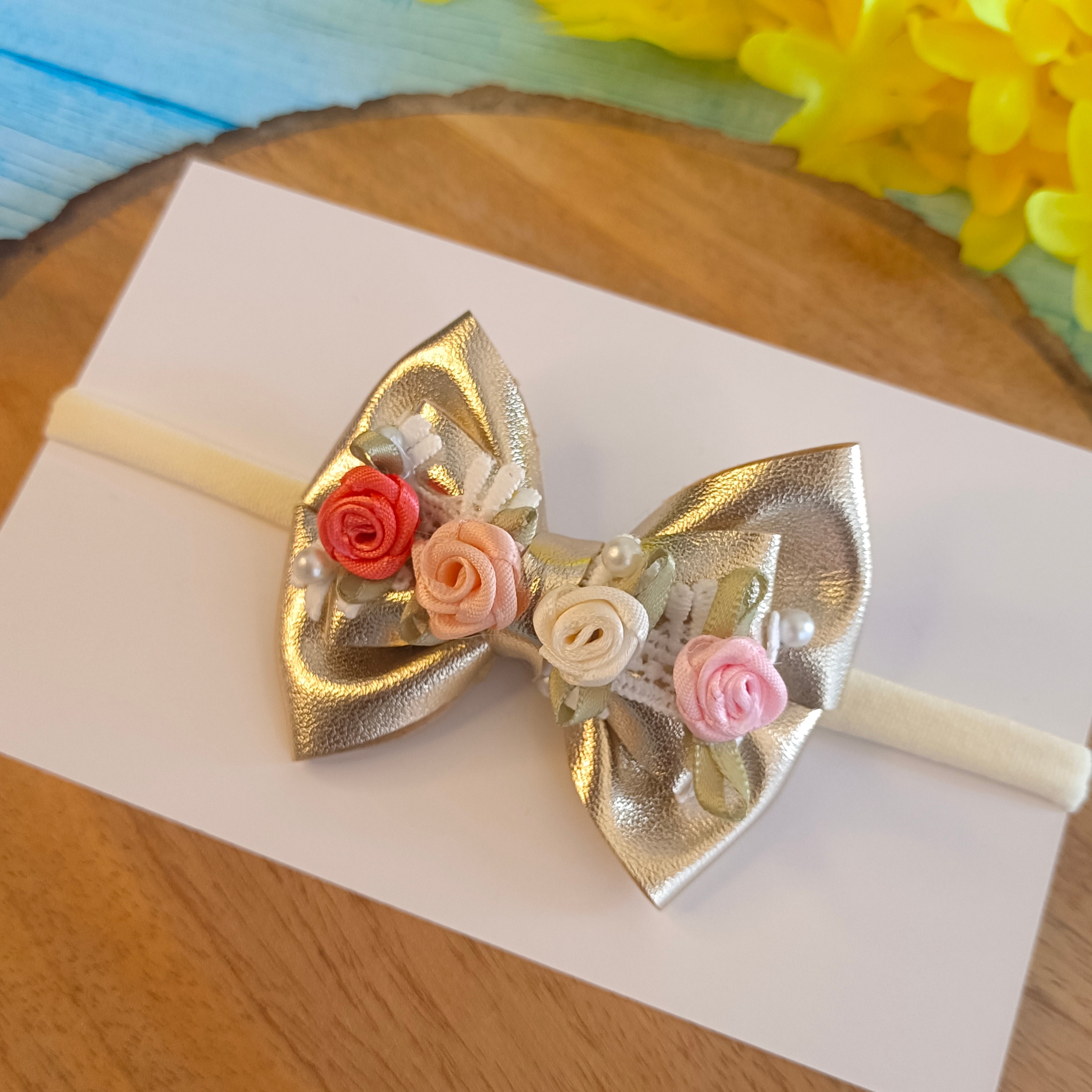 Gulmohar Festive Soft Headband - Light Golden