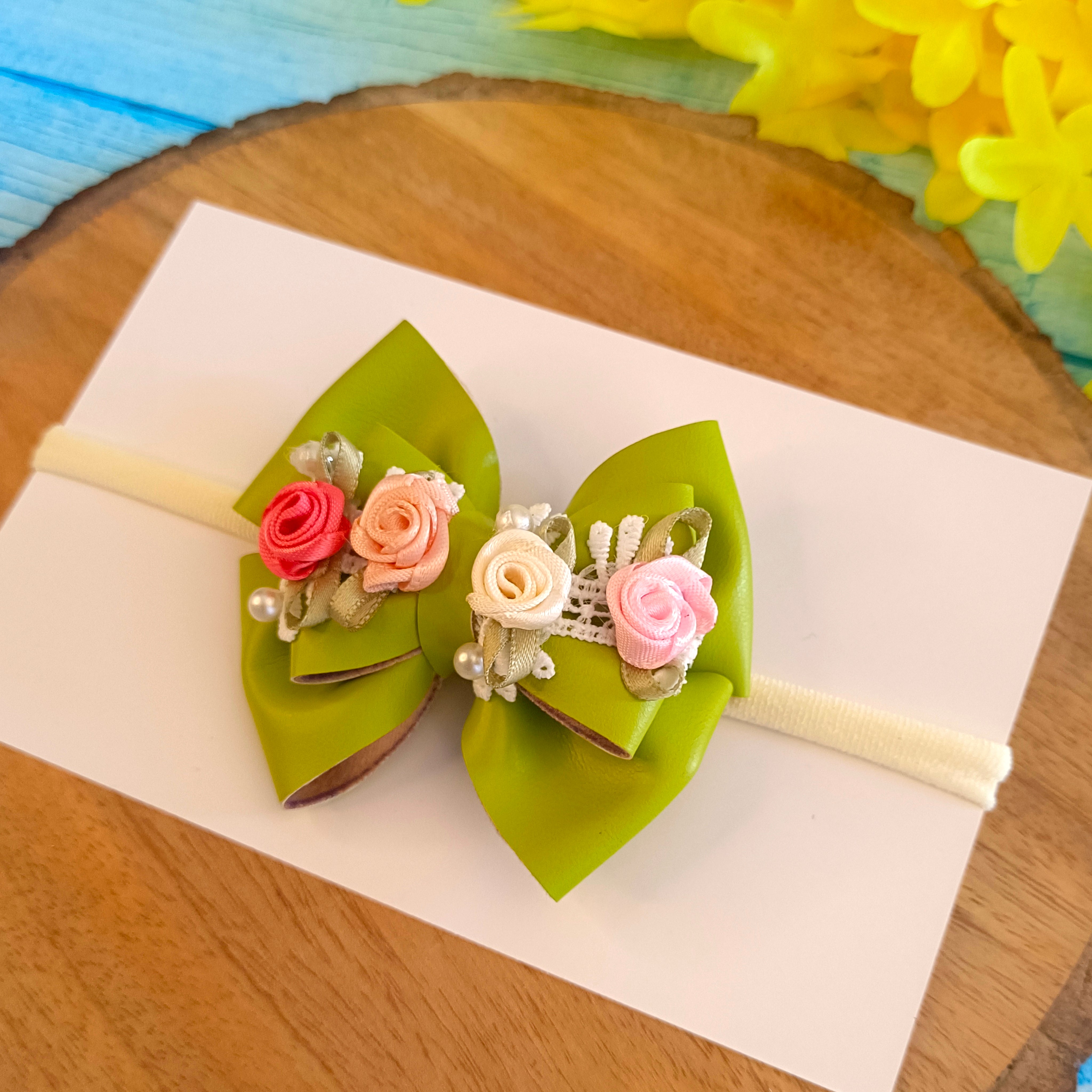 Gulmohar Vibrant Soft Headband - Leaf Green