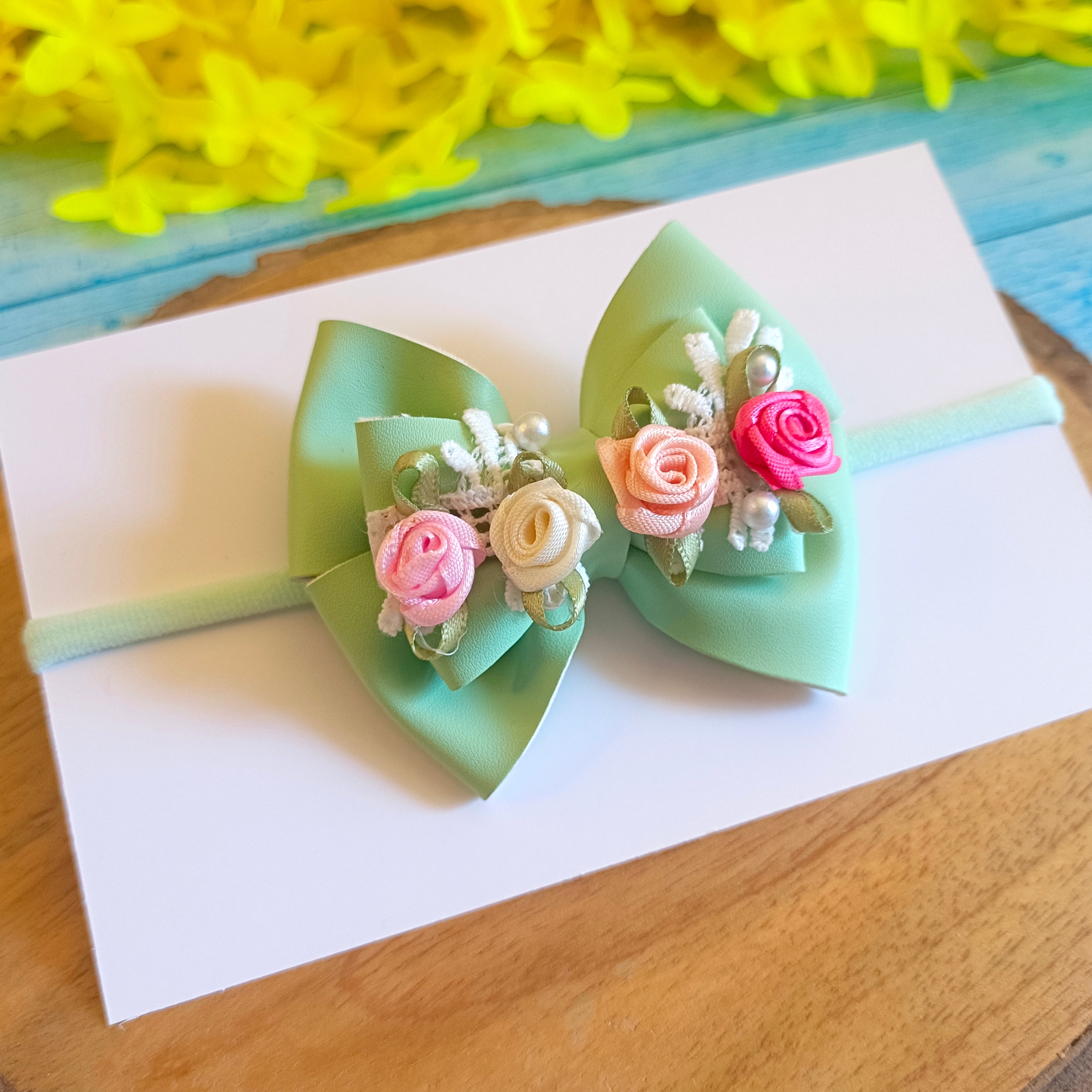 Gulmohar Pastel Soft Headband - Mint Green