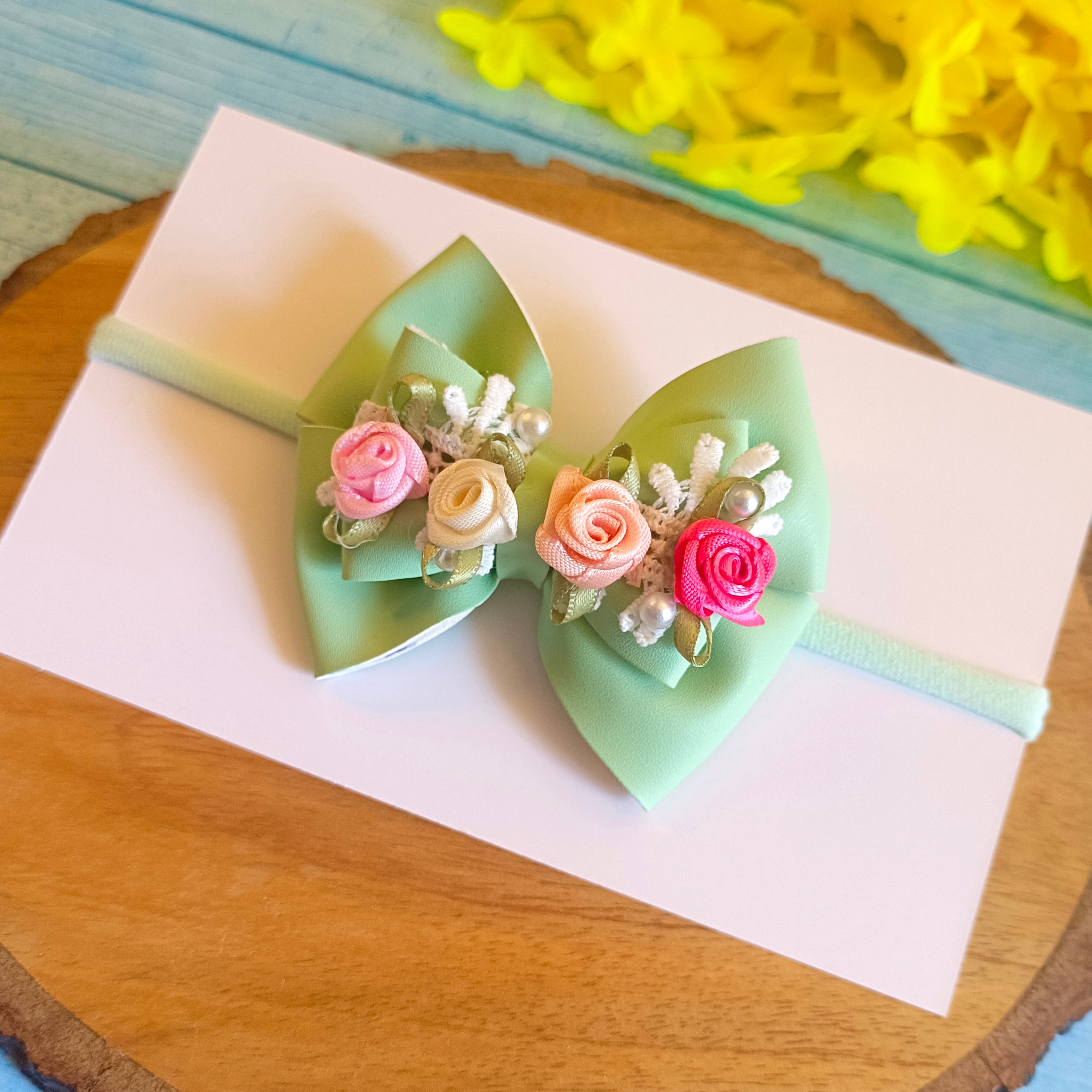 Gulmohar Pastel Soft Headband - Mint Green