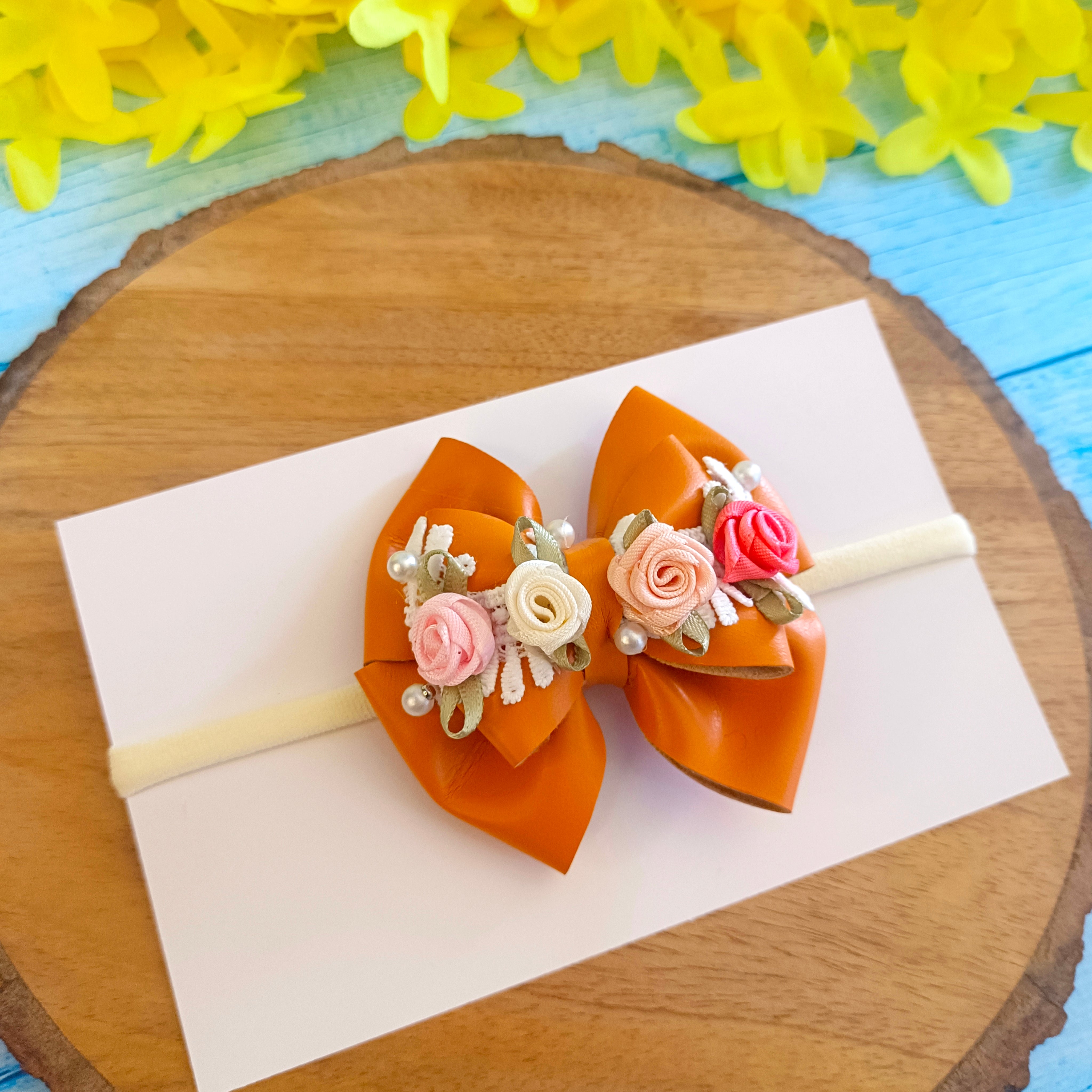 Gulmohar Vibrant Soft Headband - Orange