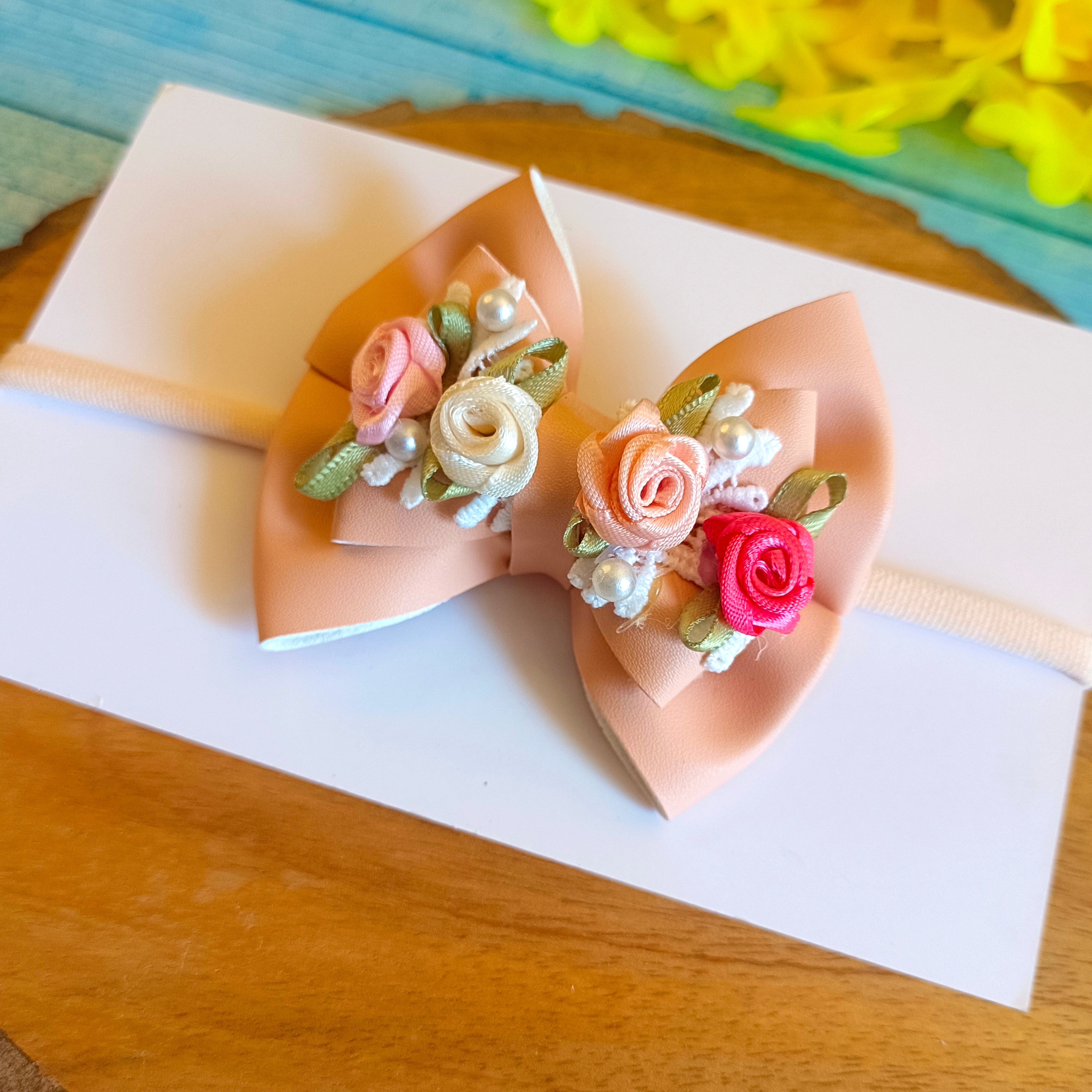 Gulmohar Pastel Soft Headband - Peach
