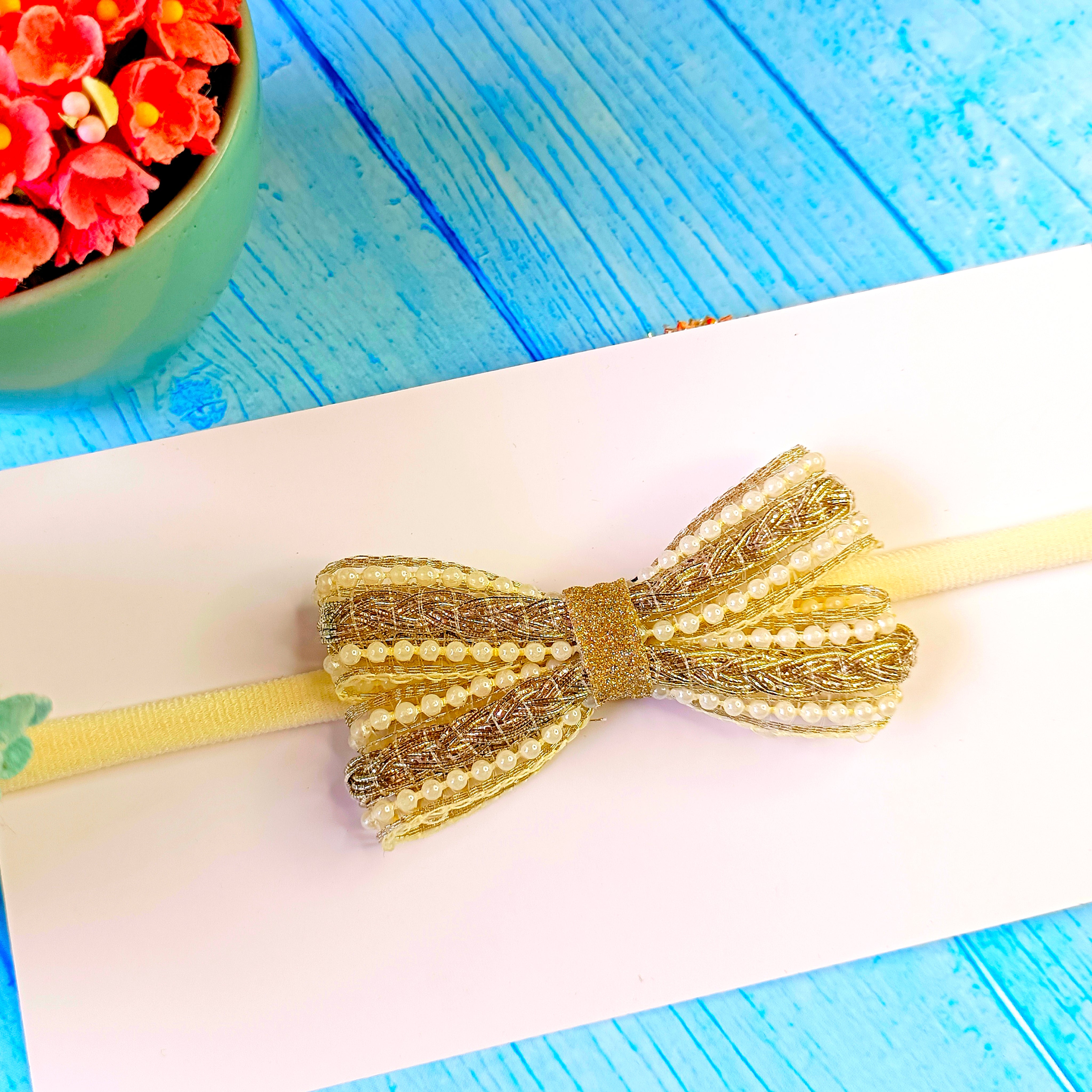 Pearl Knot Bow Soft Headband