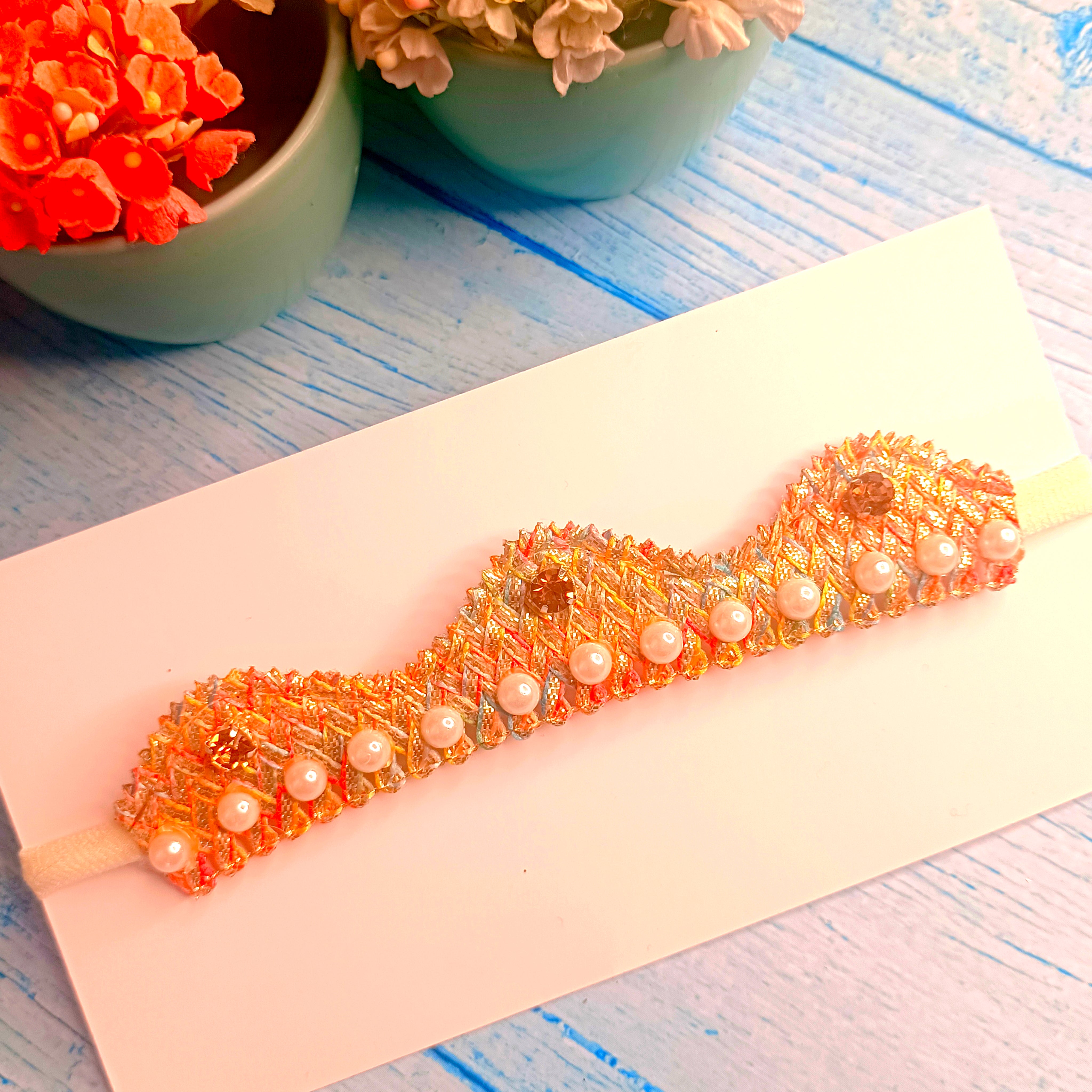 Crown with Pearls Stripe Soft Headband