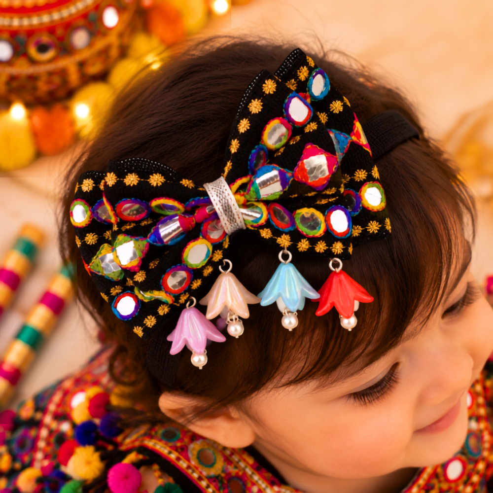 RaatRani Navratri Soft Headband with Dangling Tulip Flowers