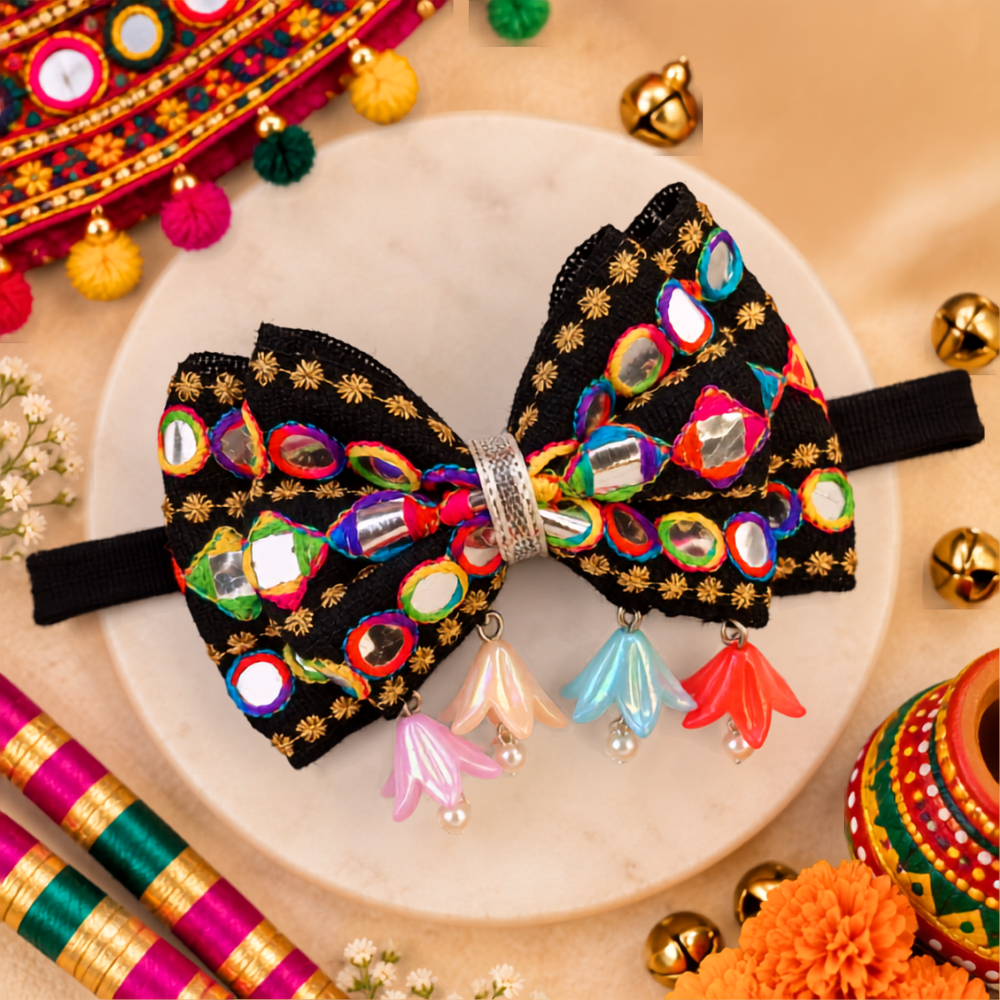 RaatRani Navratri Soft Headband with Dangling Tulip Flowers