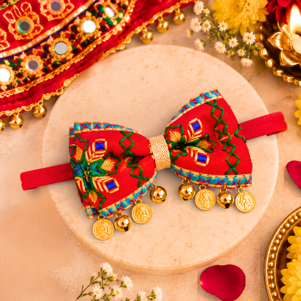 Rangeela Navratri Soft Headband with Sikka & Ghungroo - Red