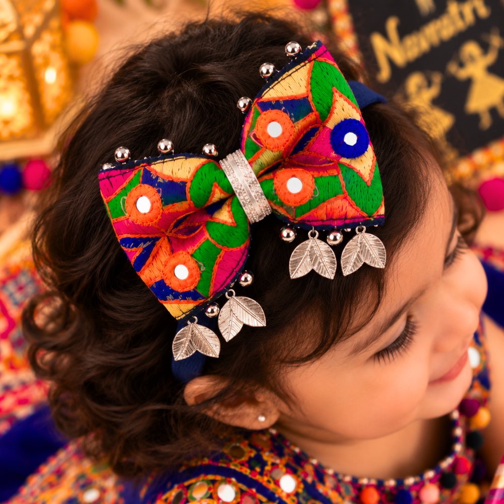 Utsavi Navratri Soft Headband with Antique Leaves & Ghunghroo