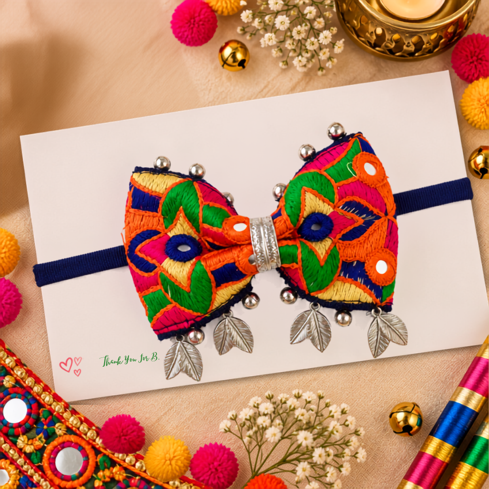 Utsavi Navratri Soft Headband with Antique Leaves & Ghunghroo