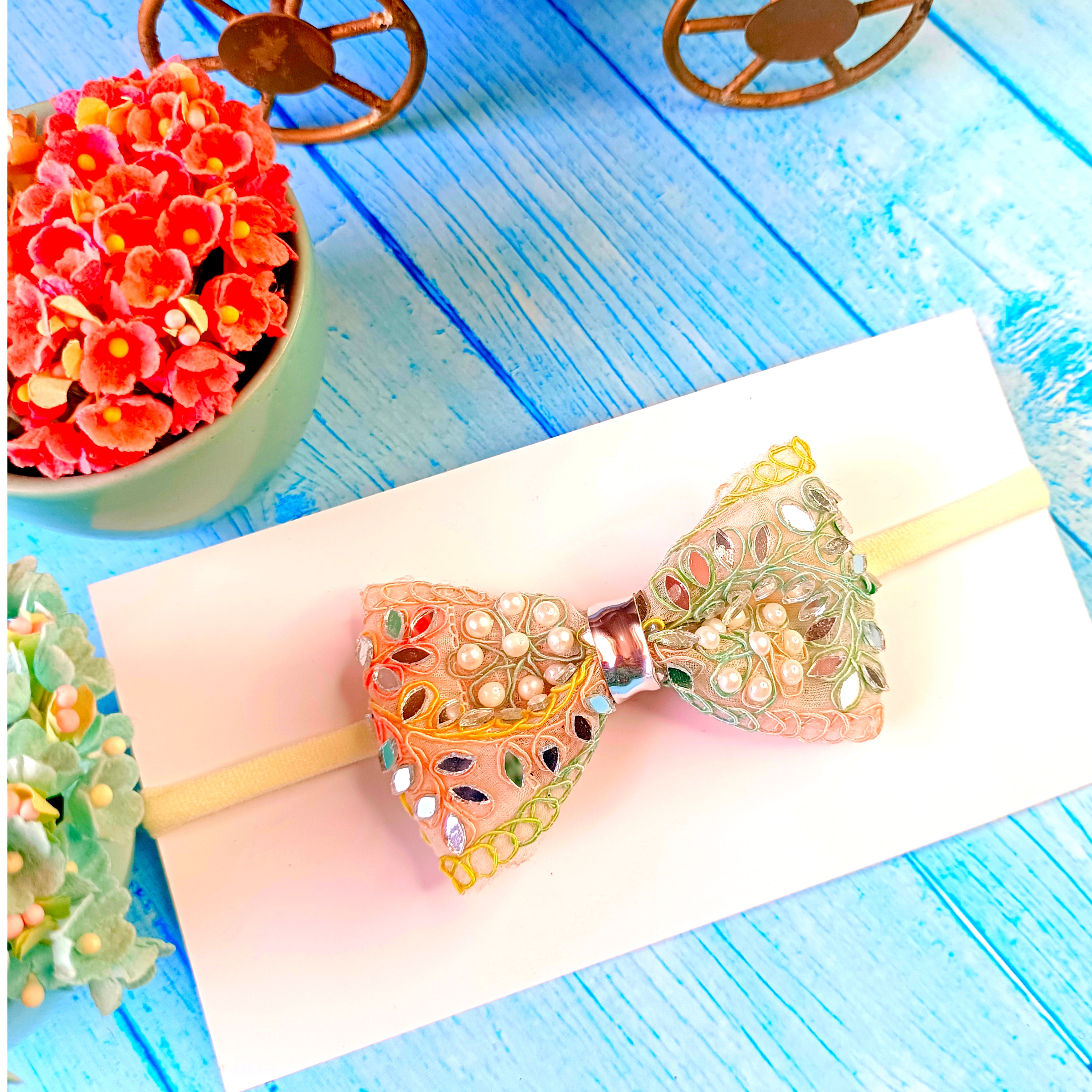 Pearl and Glass Colorful Soft Bow