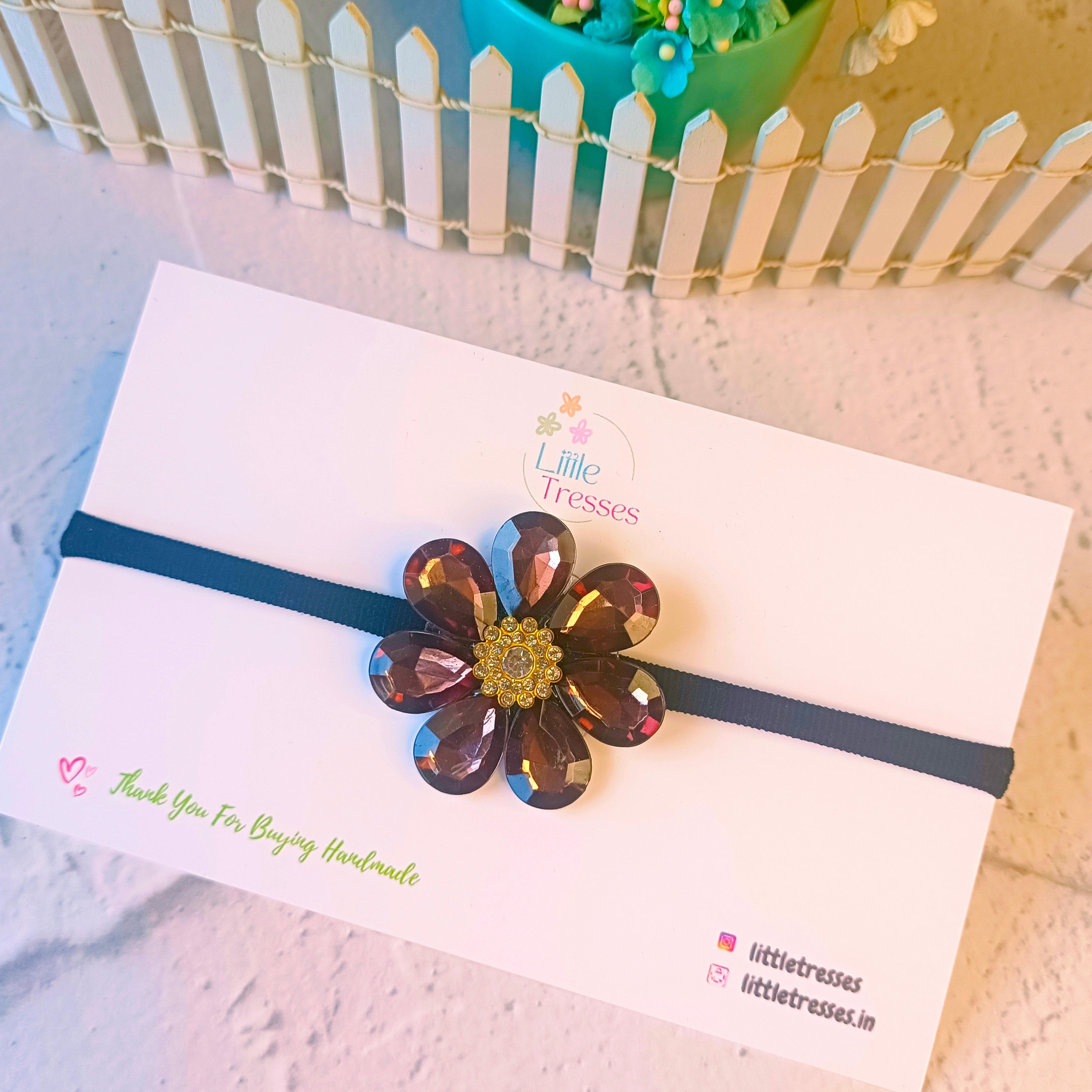 Designer Rhinestone Flower Soft headband - 3 Colors