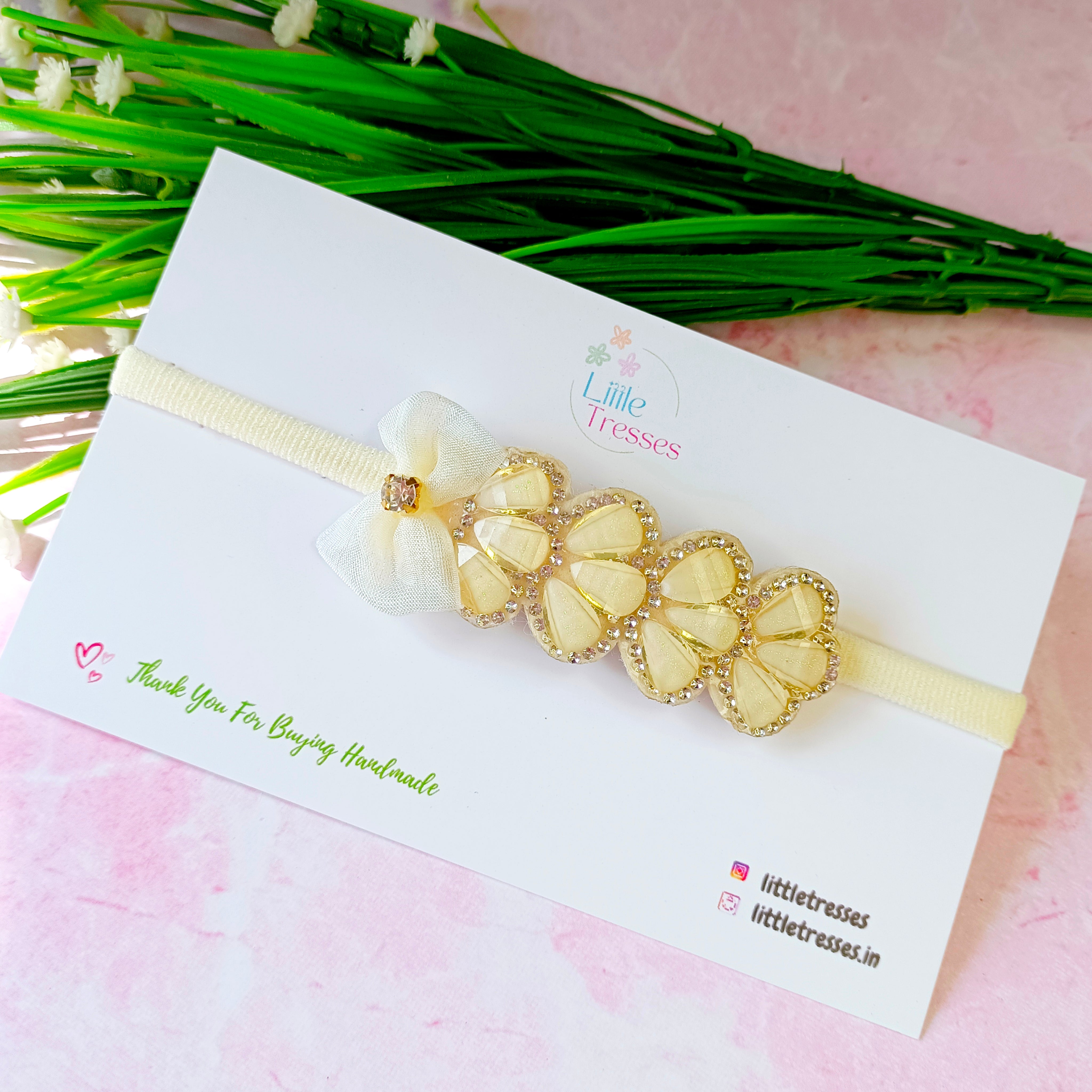 Scalloped Stripe with Bow Soft Headband