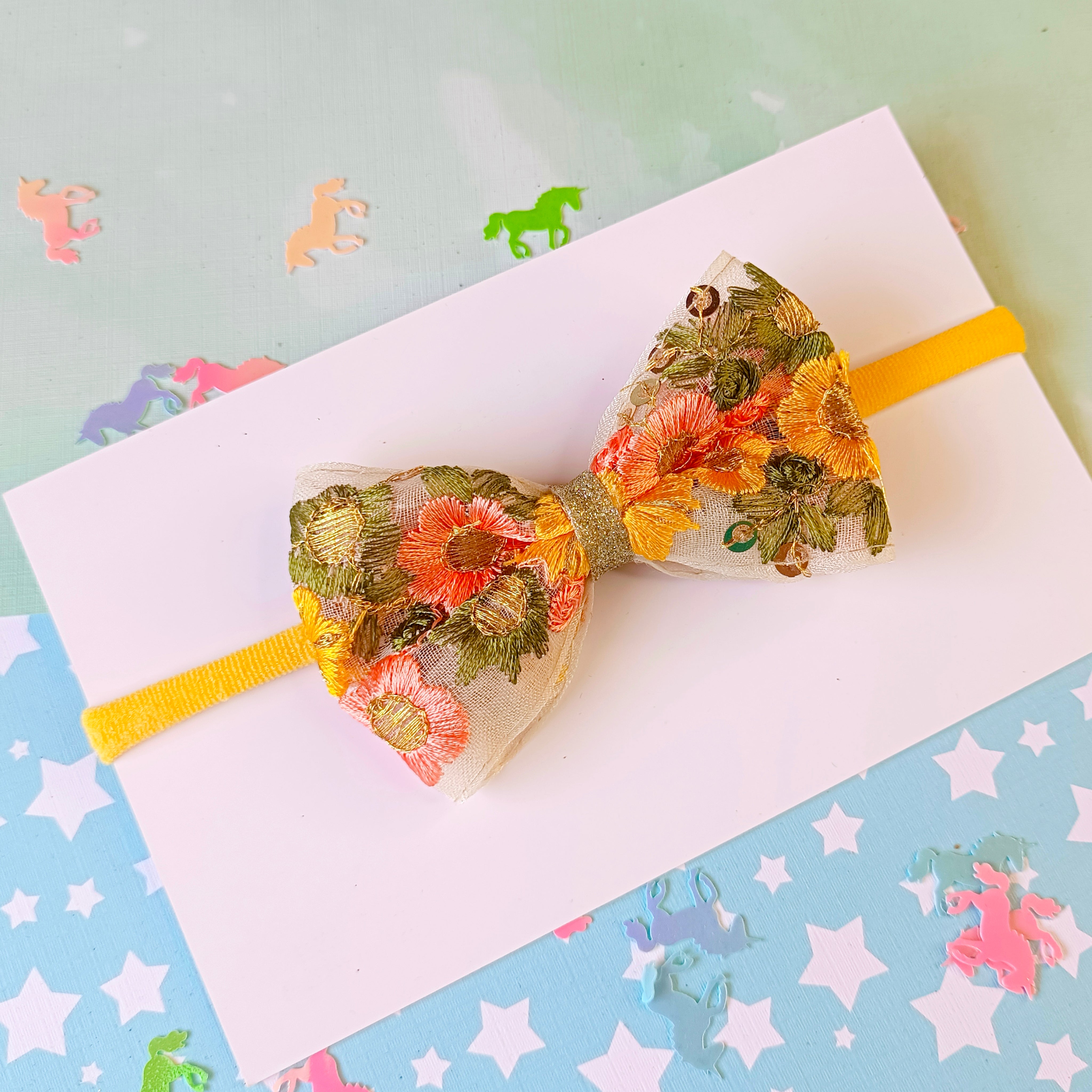 Intricate Flower Embroidery Soft Headband