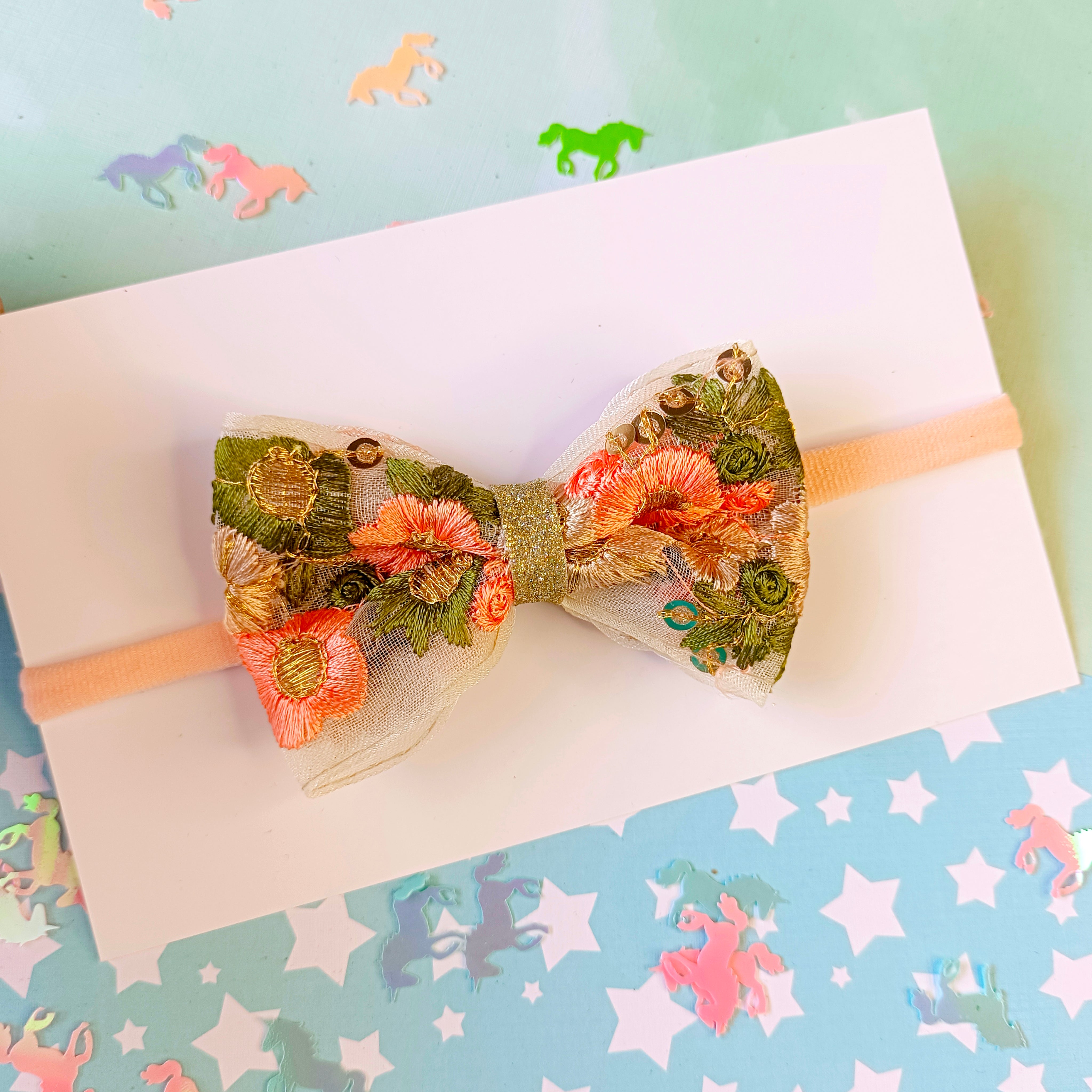 Intricate Flower Embroidery Soft Headband