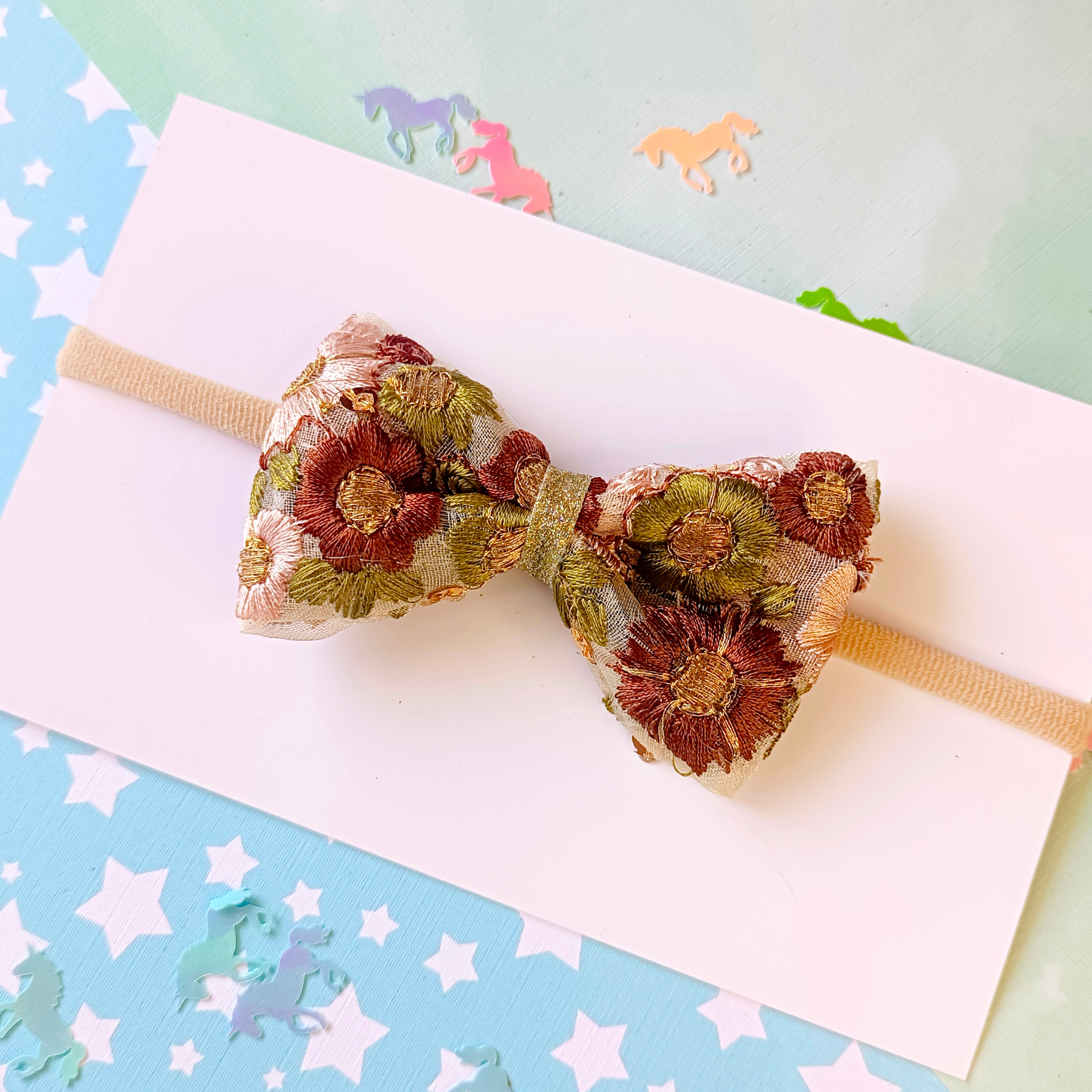 Intricate Flower Embroidery Soft Headband