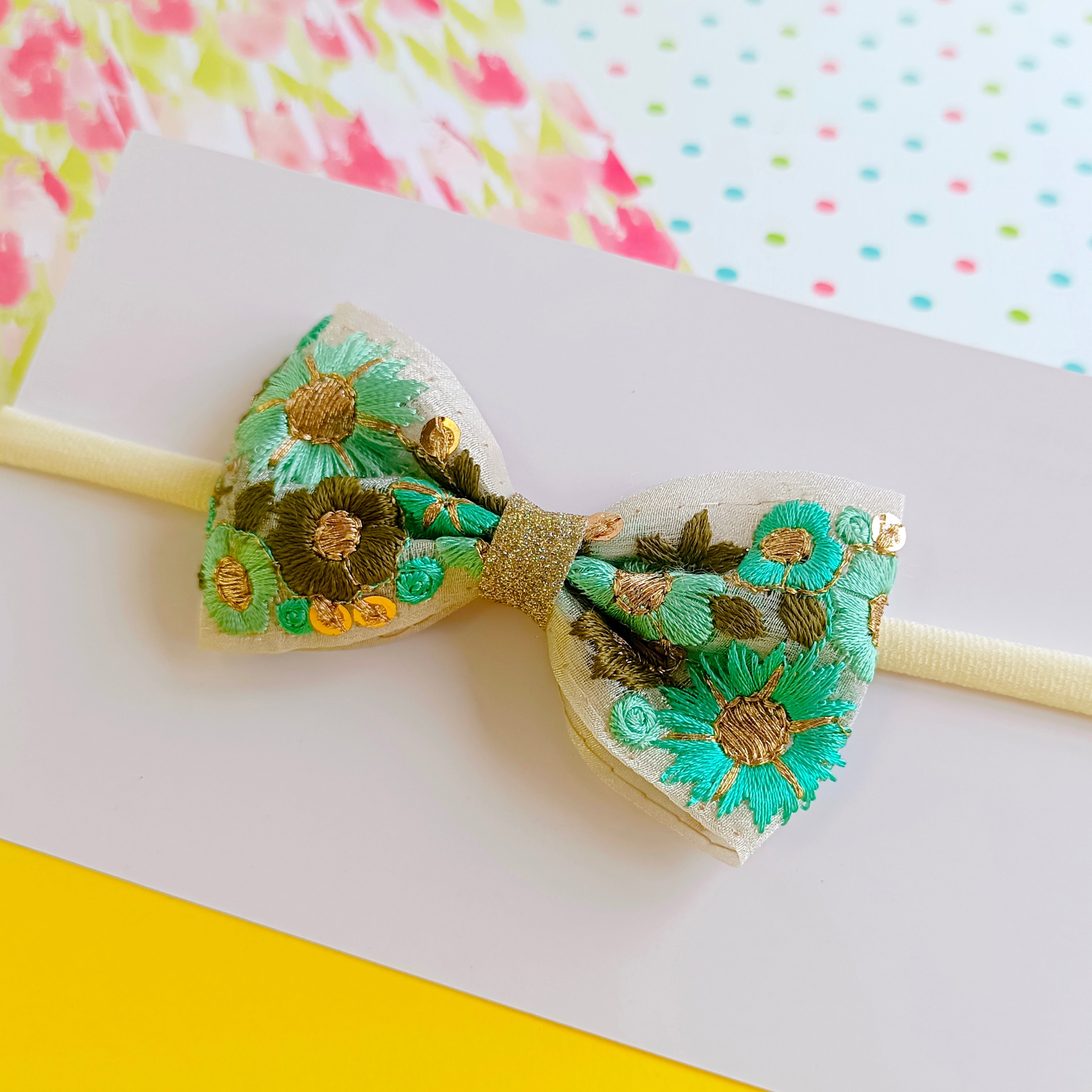 Intricate Flower Embroidery Soft Headband