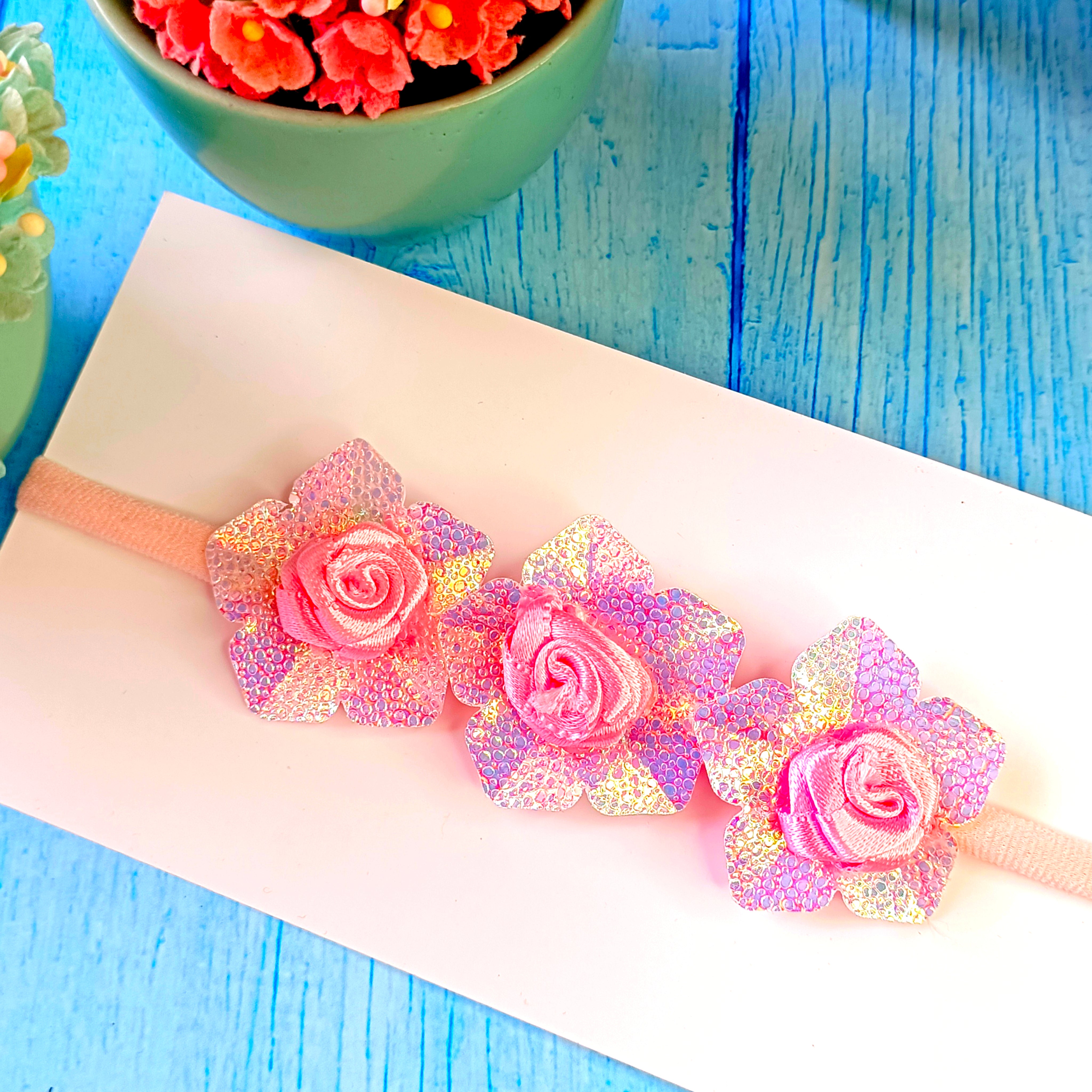 Designer Trio Flower Soft Headband - 3 Colors
