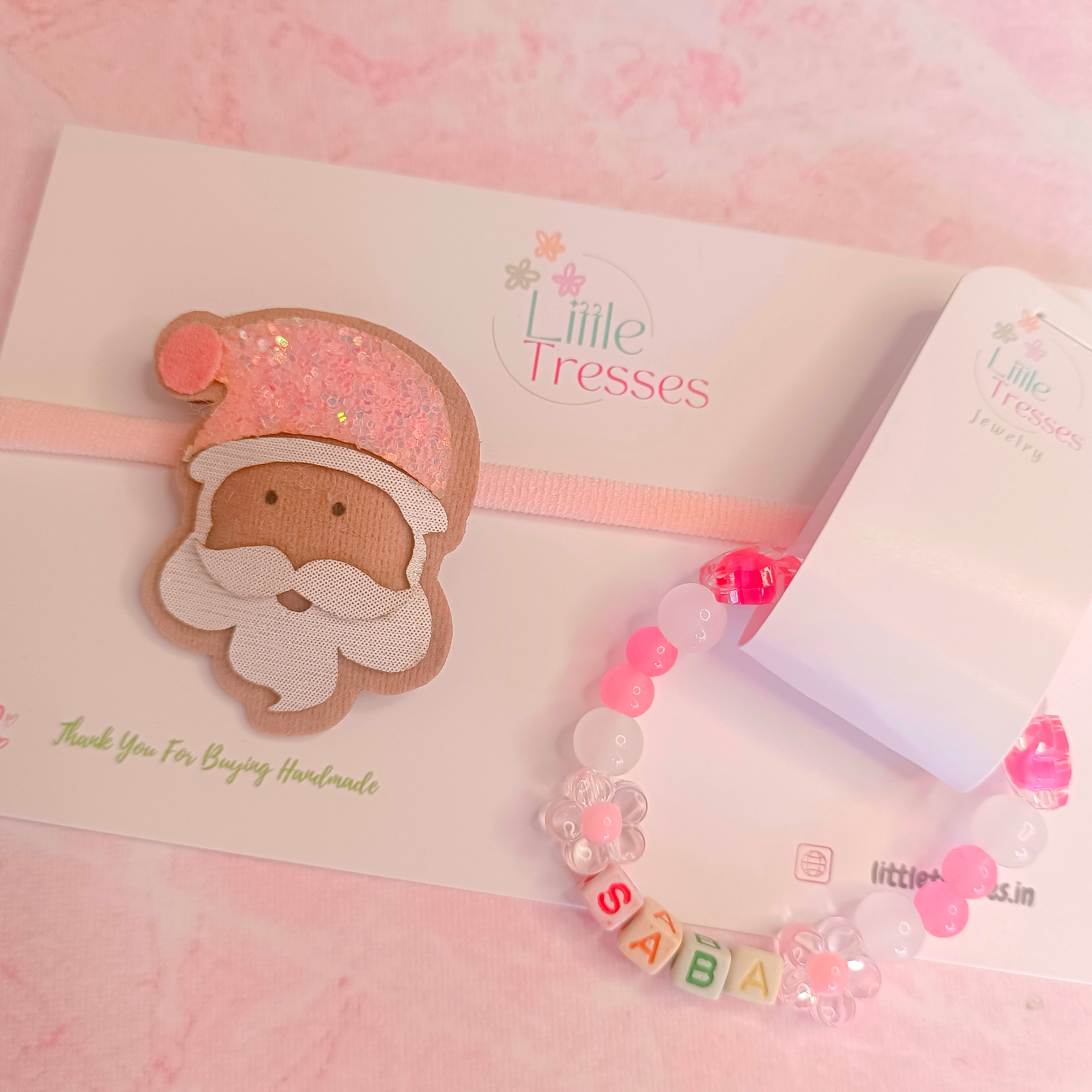 Santa Combo - Soft Headband and Personalized Bracelet
