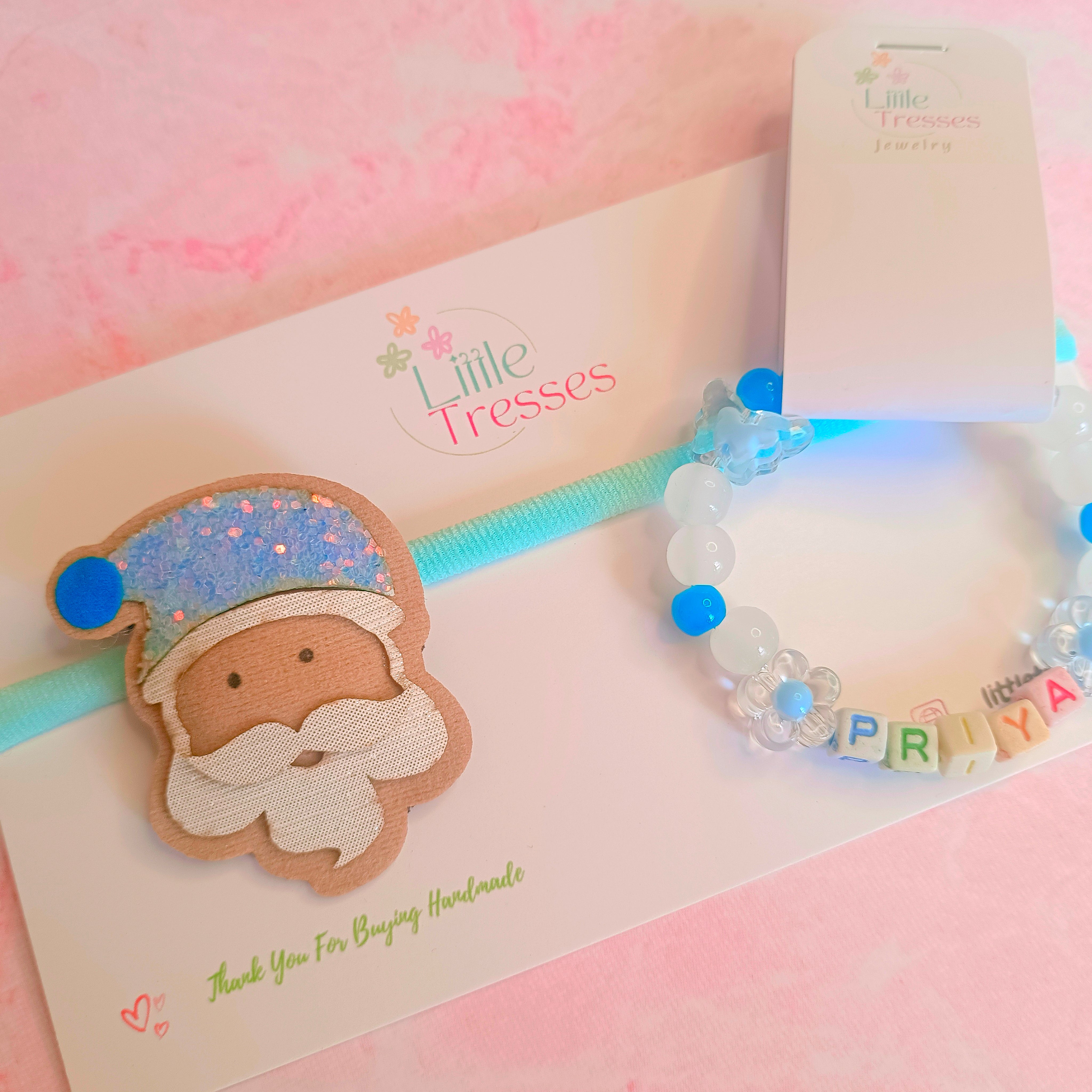 Santa Combo - Soft Headband and Personalized Bracelet