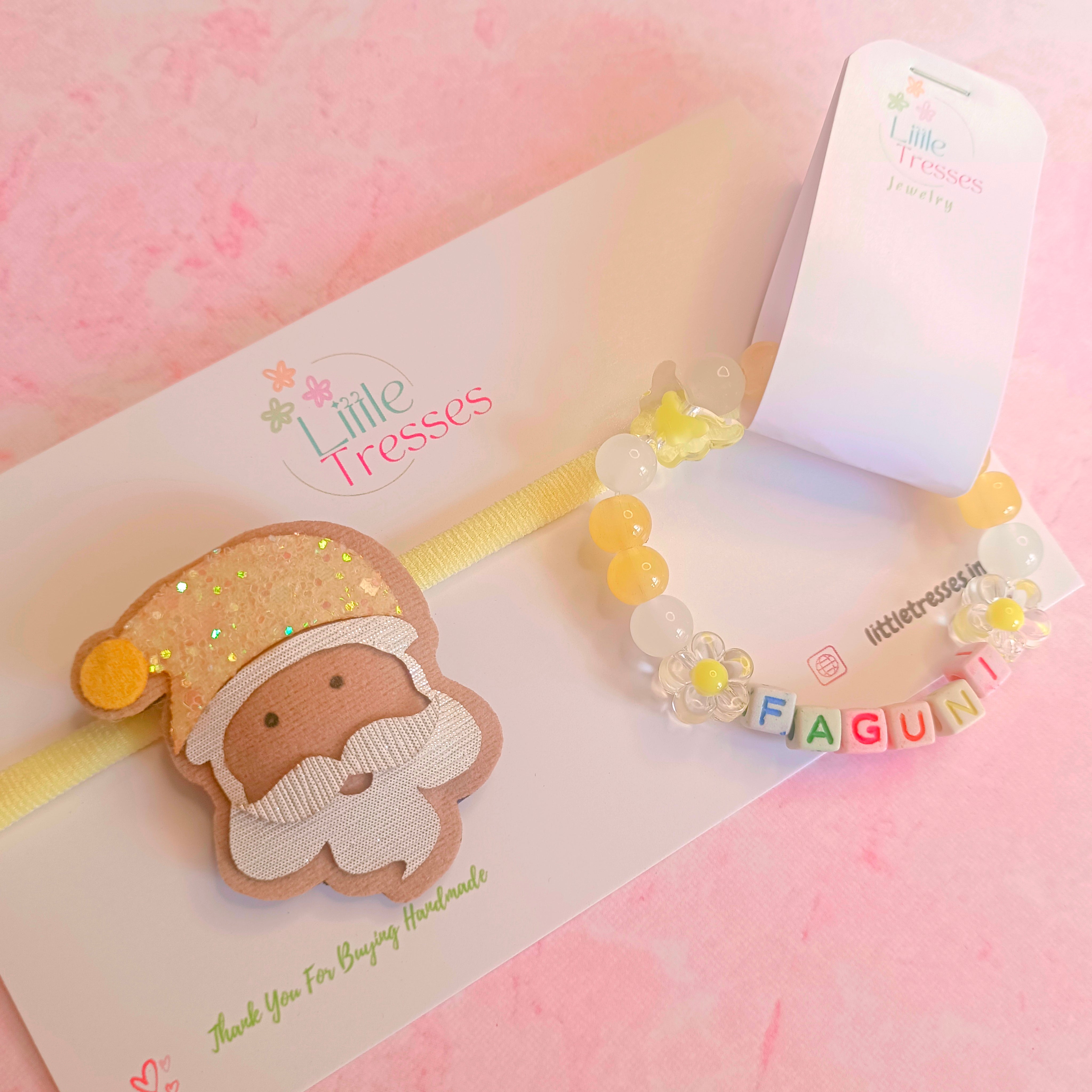 Santa Combo - Soft Headband and Personalized Bracelet