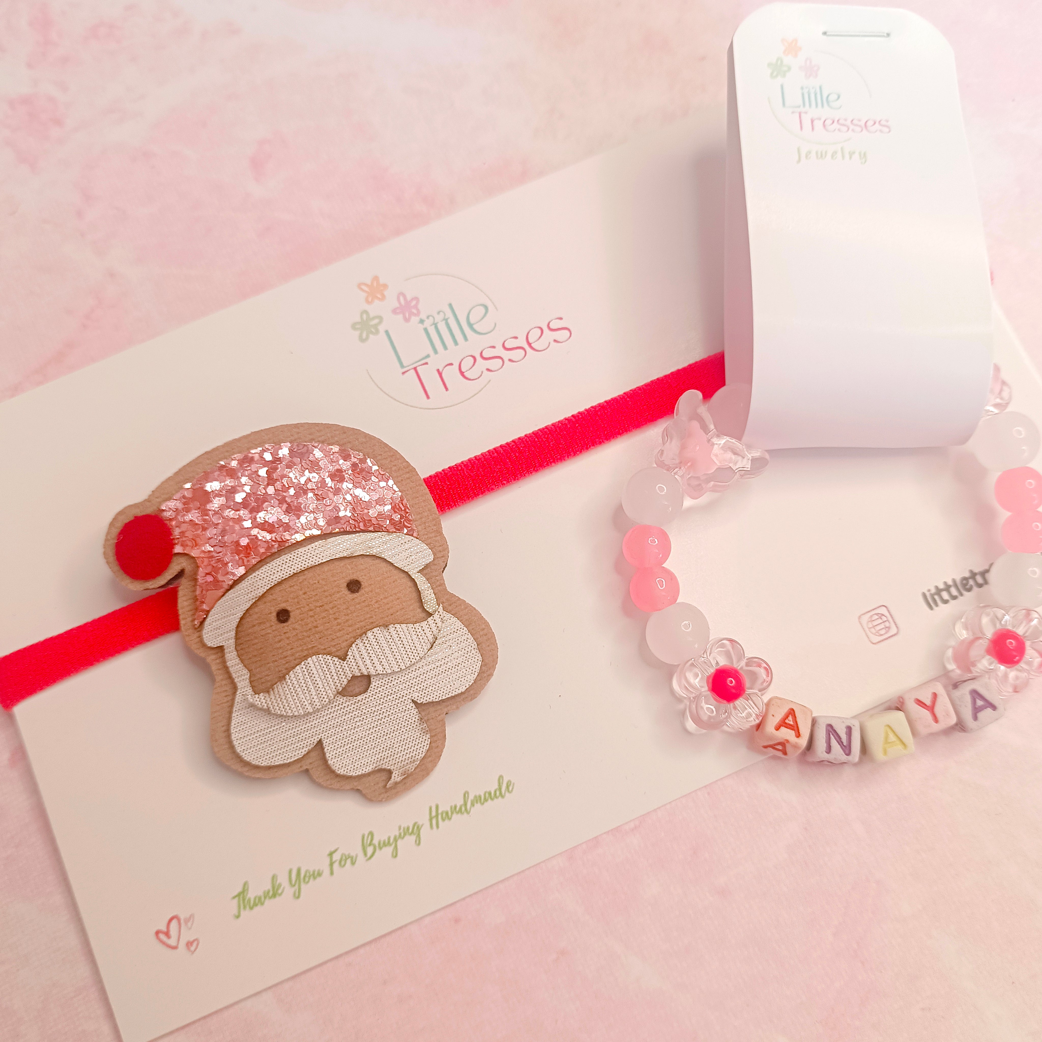 Santa Combo - Soft Headband and Personalized Bracelet