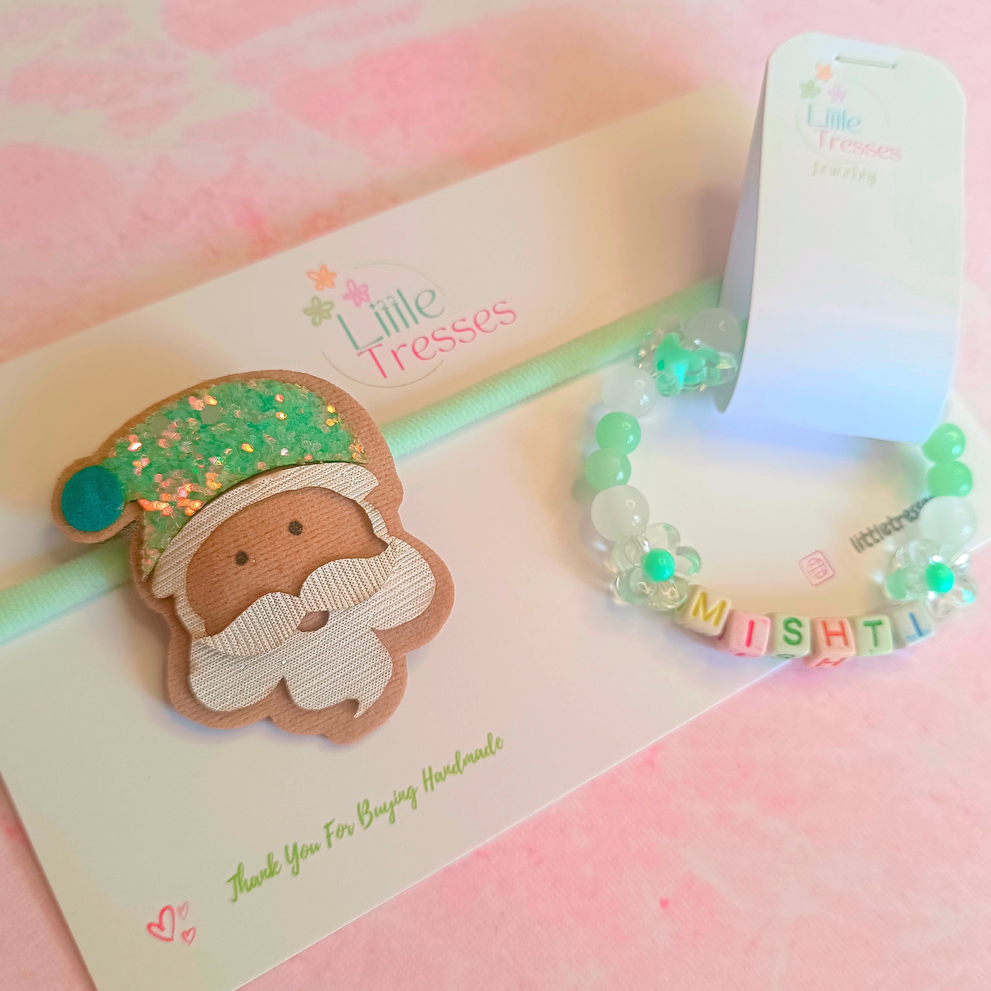 Santa Combo - Soft Headband and Personalized Bracelet