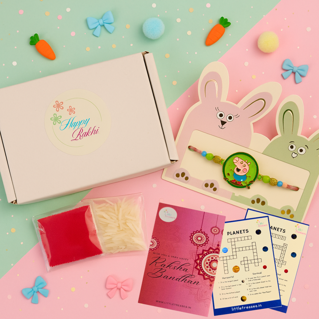 Peppa Pig  Green & Pink Rakhi for Girls