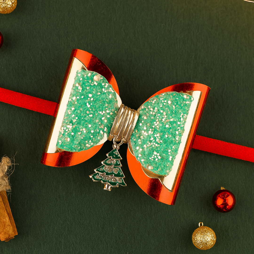 Green Christmas Tree Charm Soft Stretchable Headband