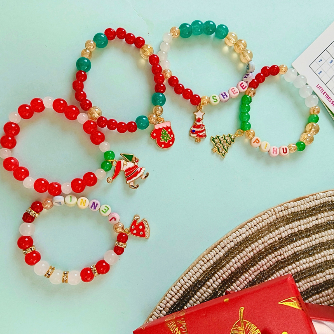 Set of 5 Christmas Bracelets with Gift Box