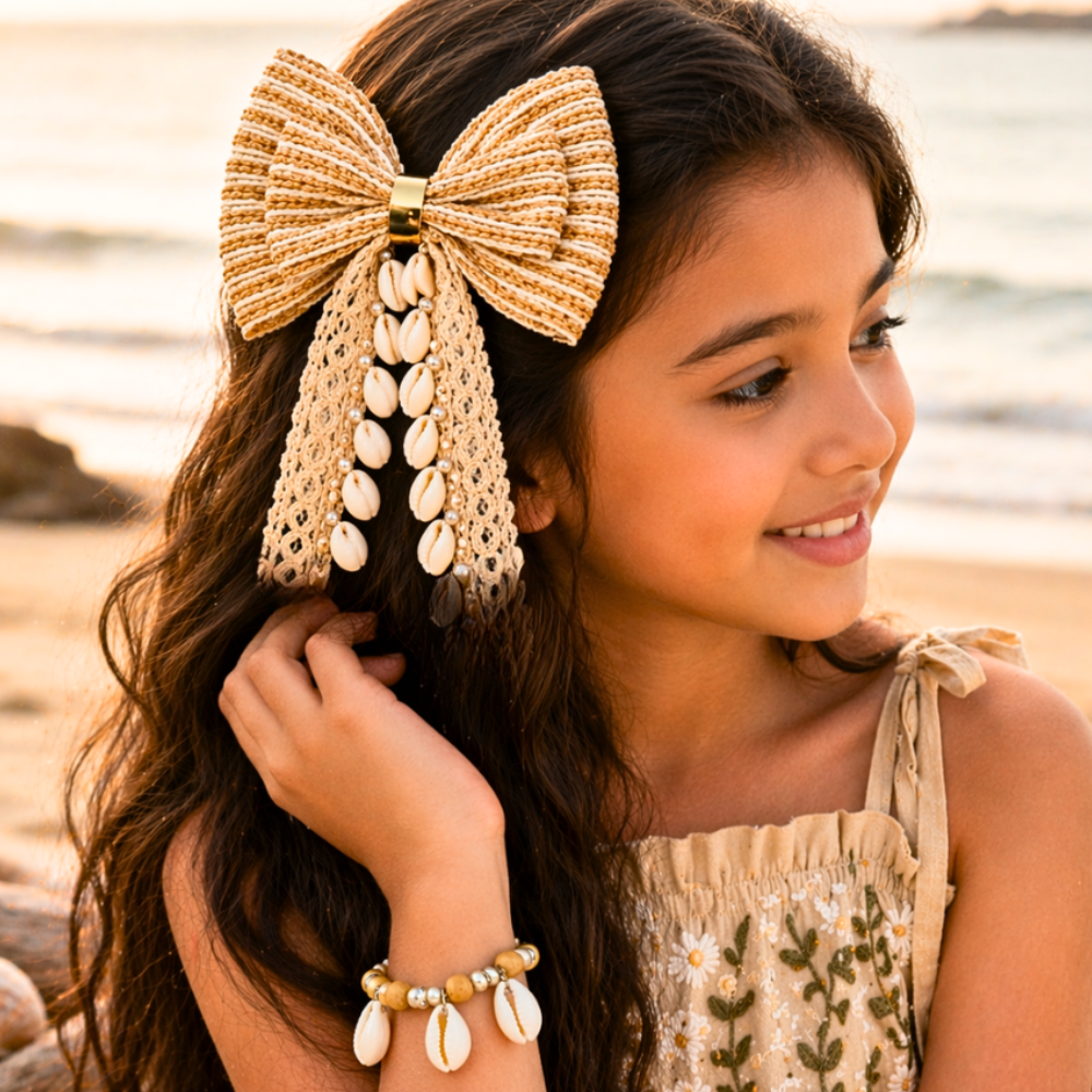 Jute and Kaudi PiggyTail Bow Alligator Clip with Adjustable Bracelet Combo