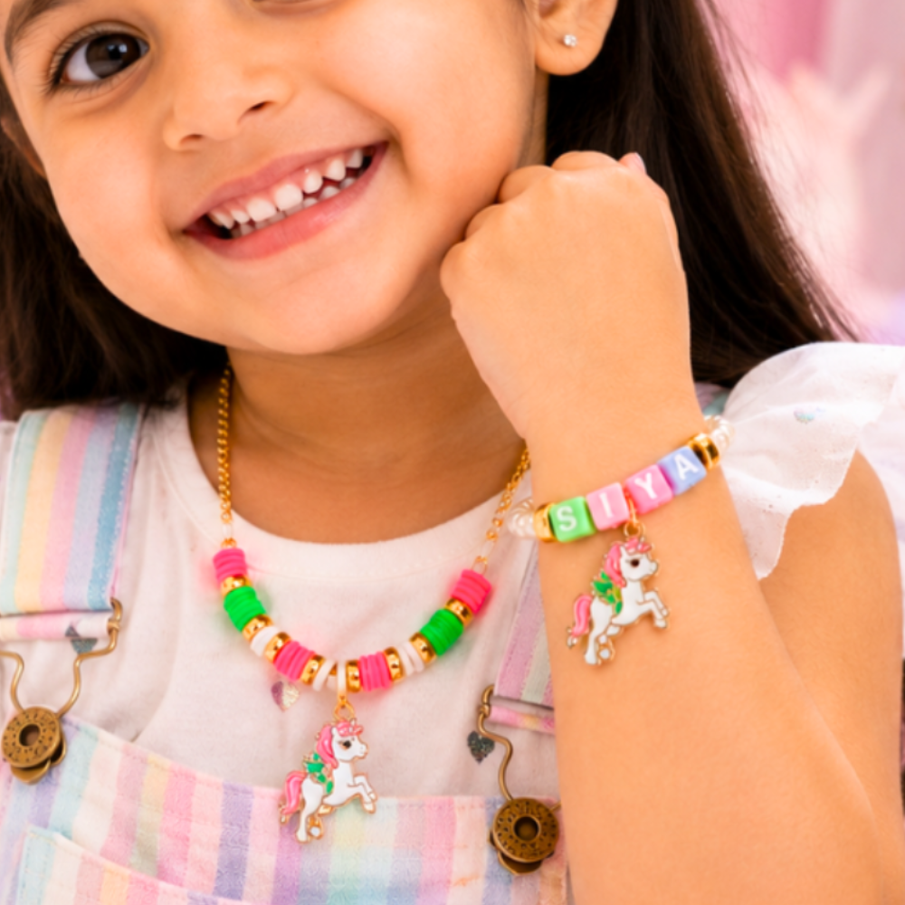 Personalized Unicorn Charm Pendant & Bracelet